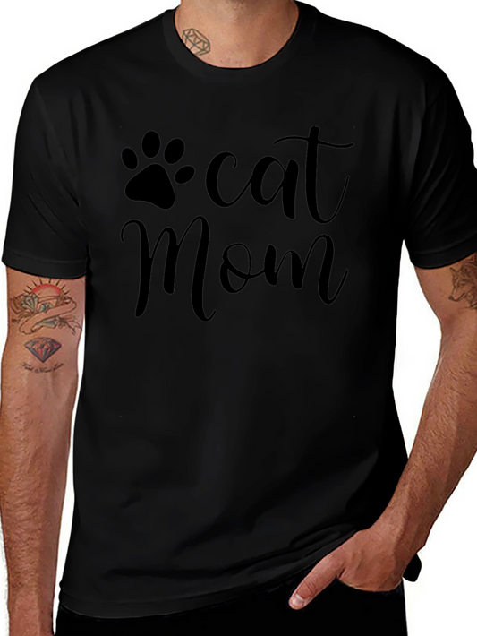 Cat Mom T-Shirt - Paw Print Graphic Tee