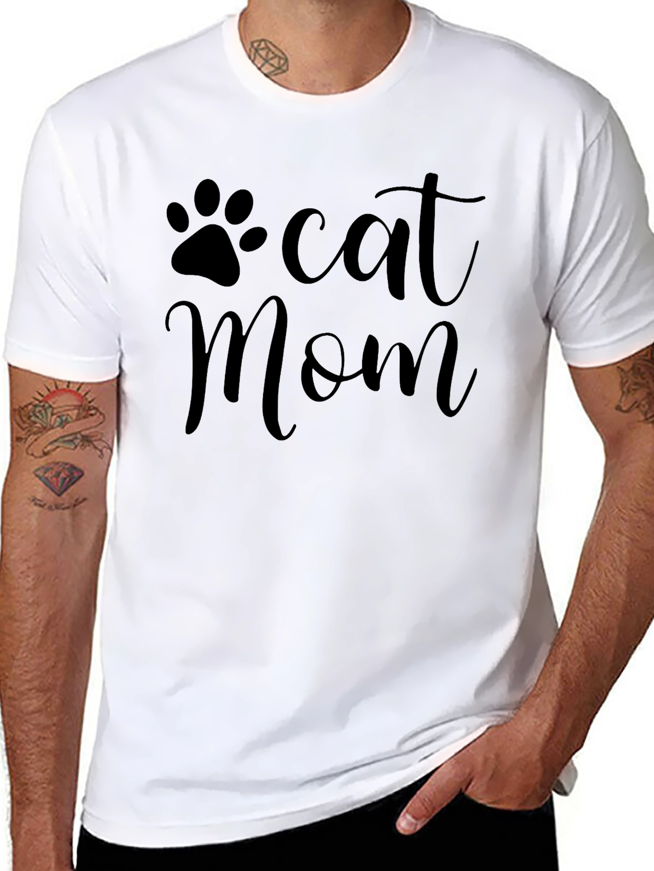Cat Mom T-Shirt - Paw Print Graphic Tee