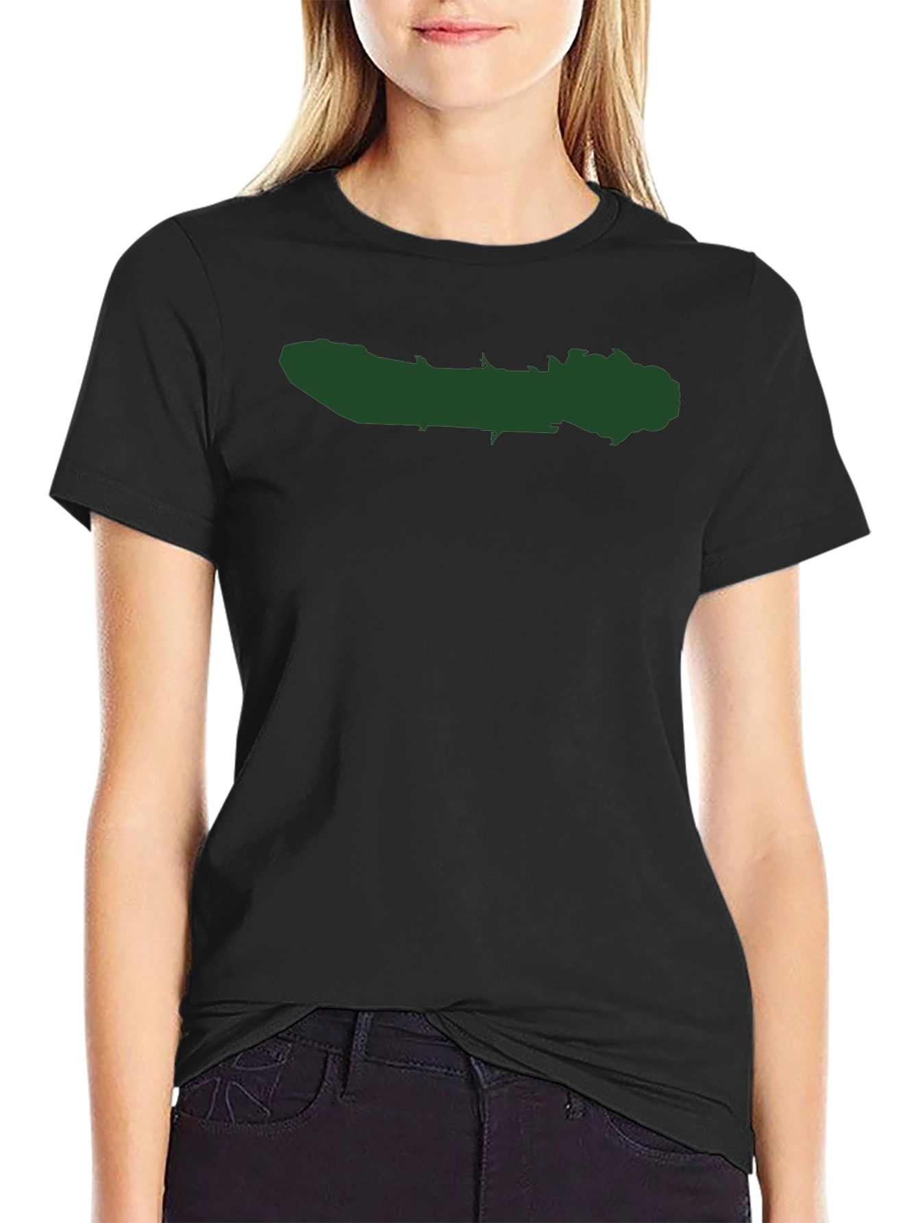 Black T-Shirt with Green Graphic Print
