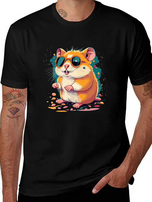 Hamster with Sunglasses Black T-Shirt