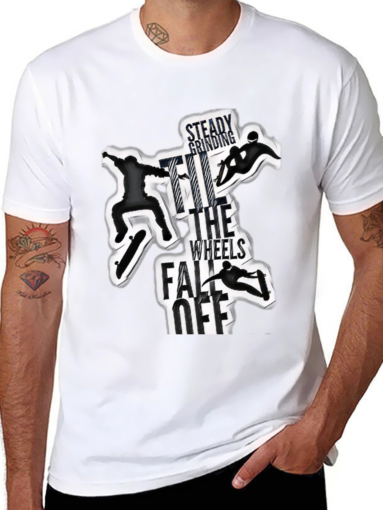Skateboarding T-Shirt: Steady Grinding Til the Wheels Fall Off
