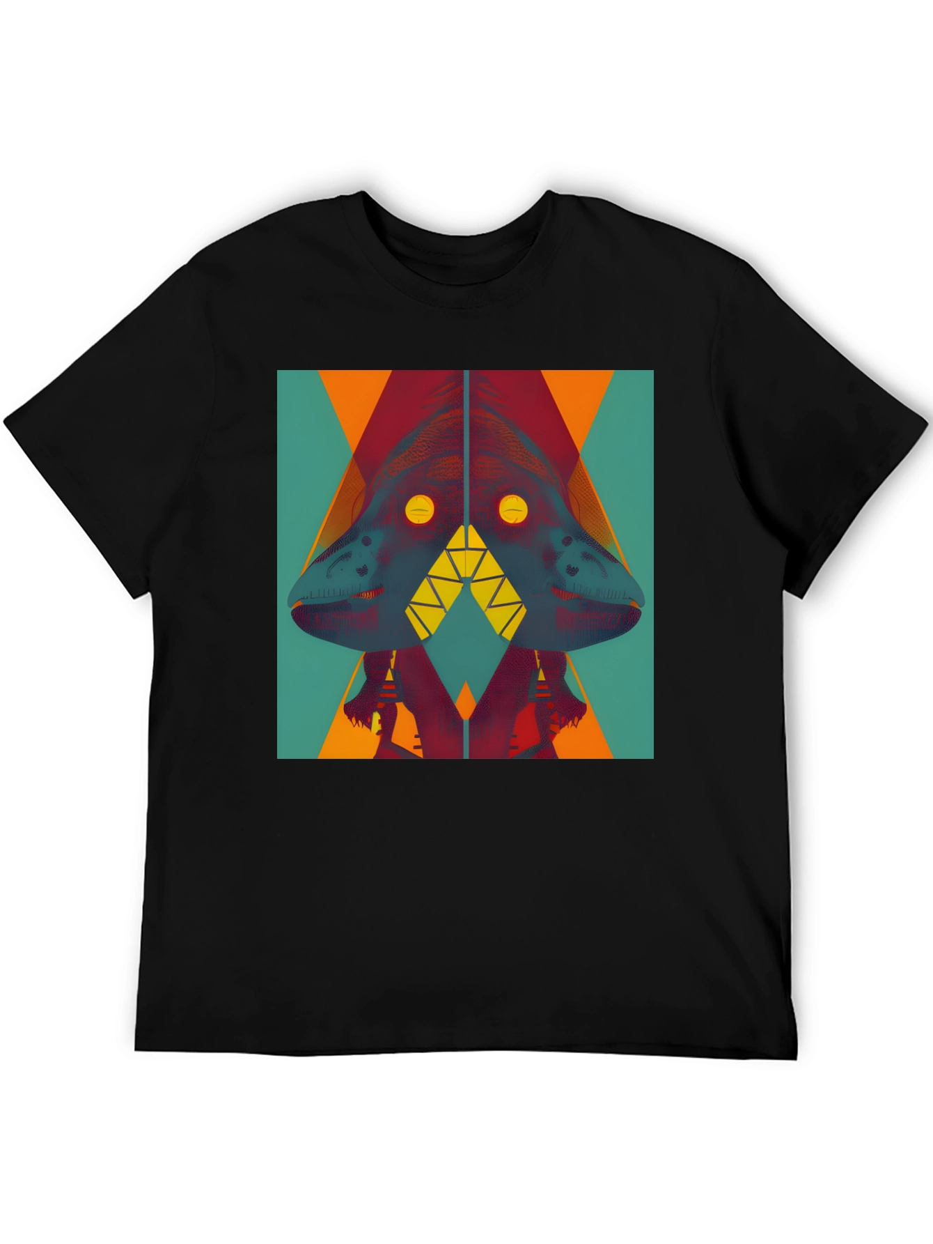 Abstract Geometric Dinosaur Graphic Tee