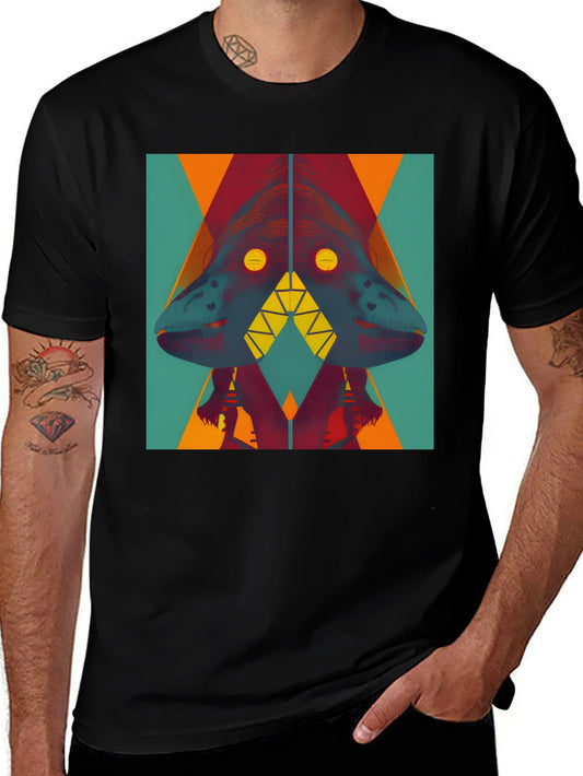 Abstract Geometric Dinosaur Graphic Tee