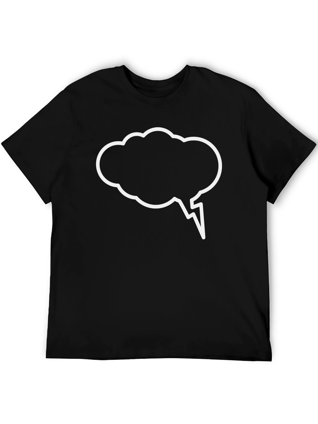 Black T-Shirt with White Cloud Speech Bubble Design
