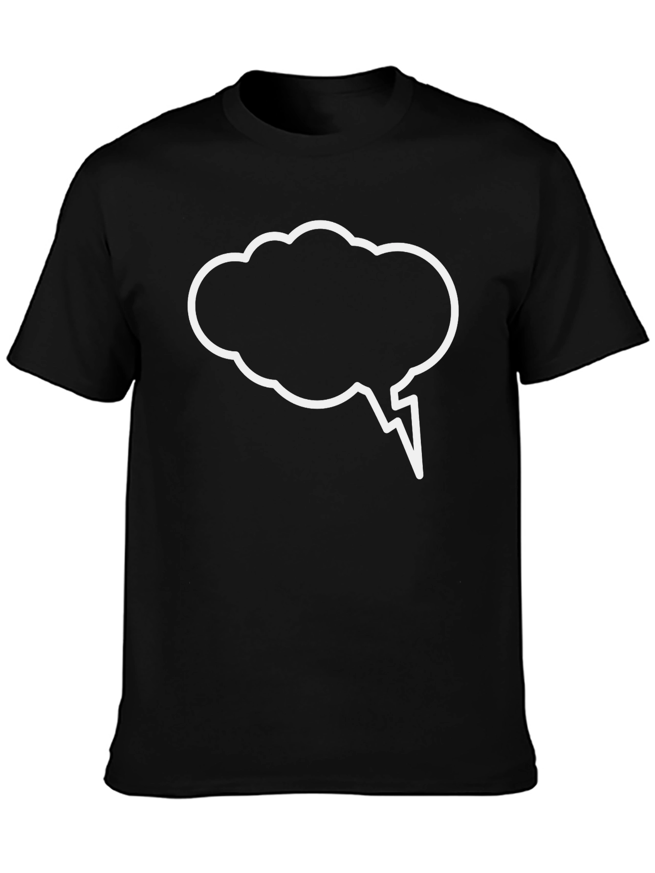 Black T-Shirt with White Cloud Speech Bubble Design