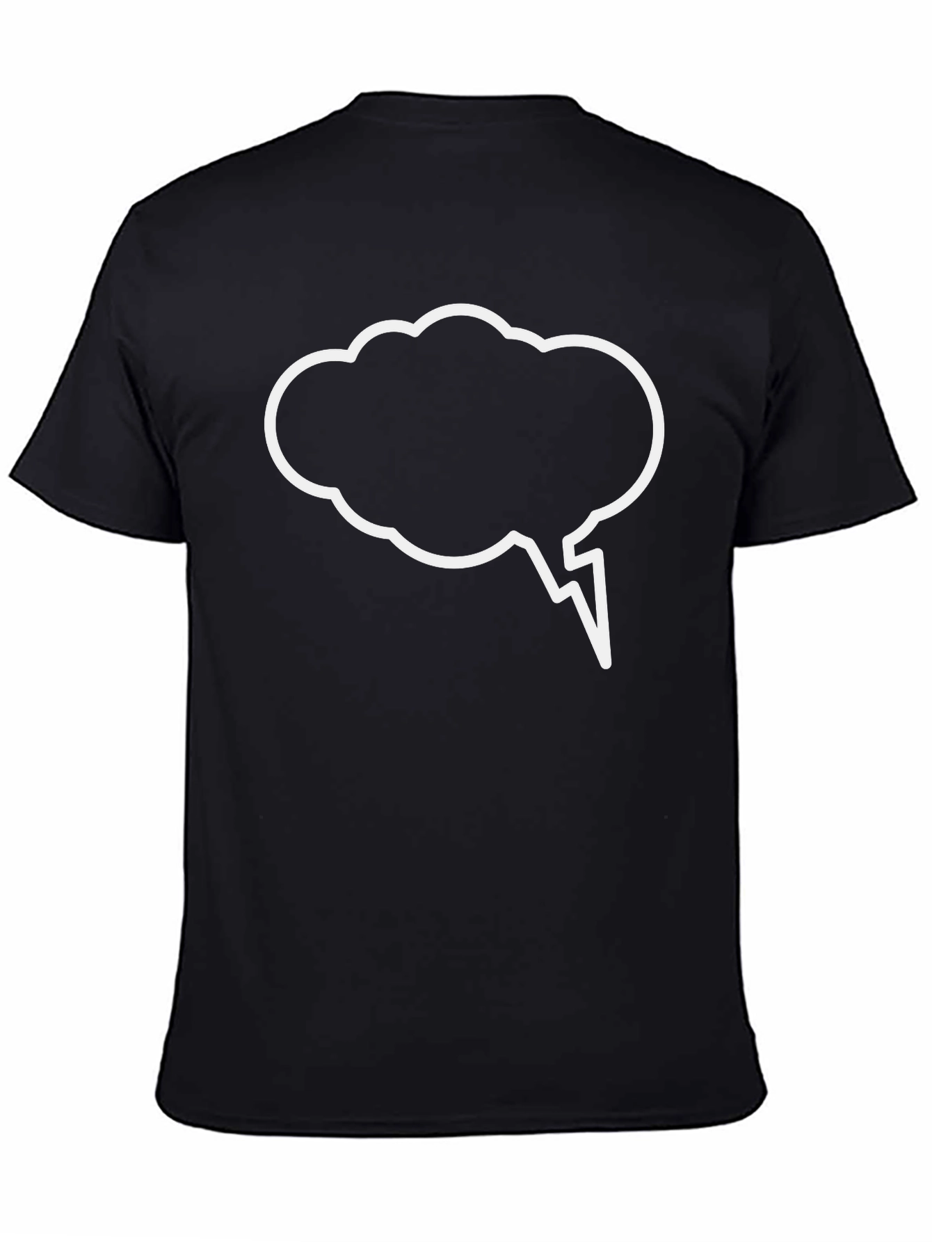 Black T-Shirt with White Cloud Speech Bubble Design