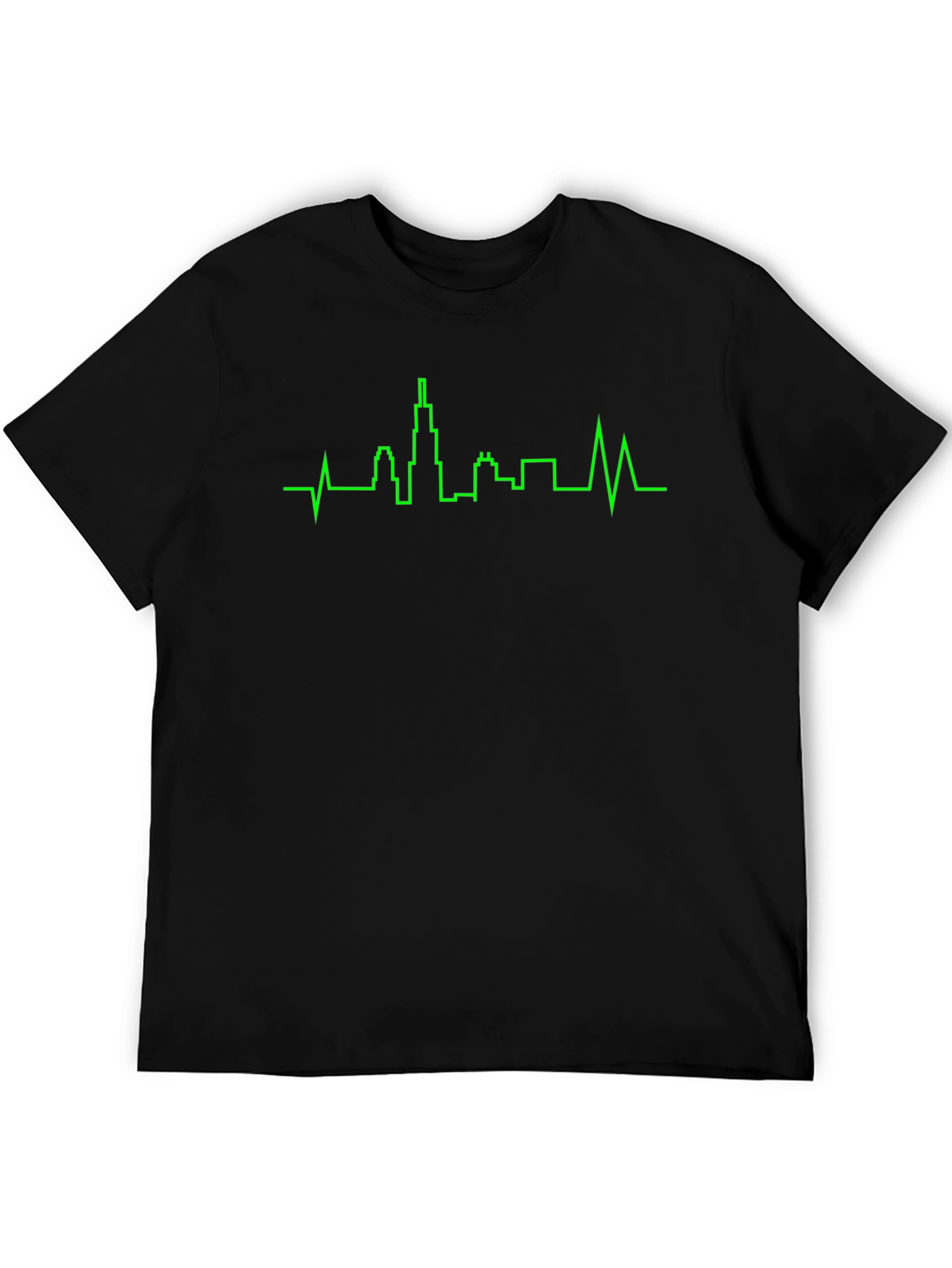 Chicago Skyline Heartbeat Graphic Tee - Black