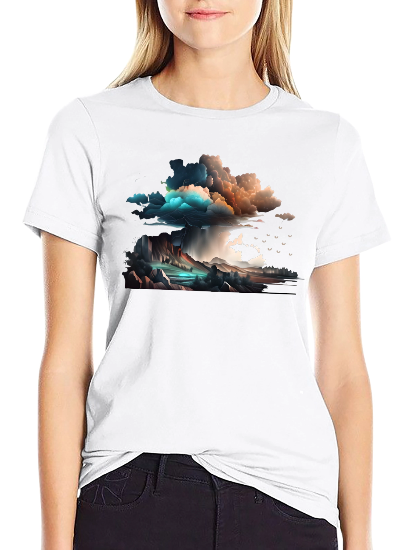 Stormy Sky Graphic Tee - Artistic Design