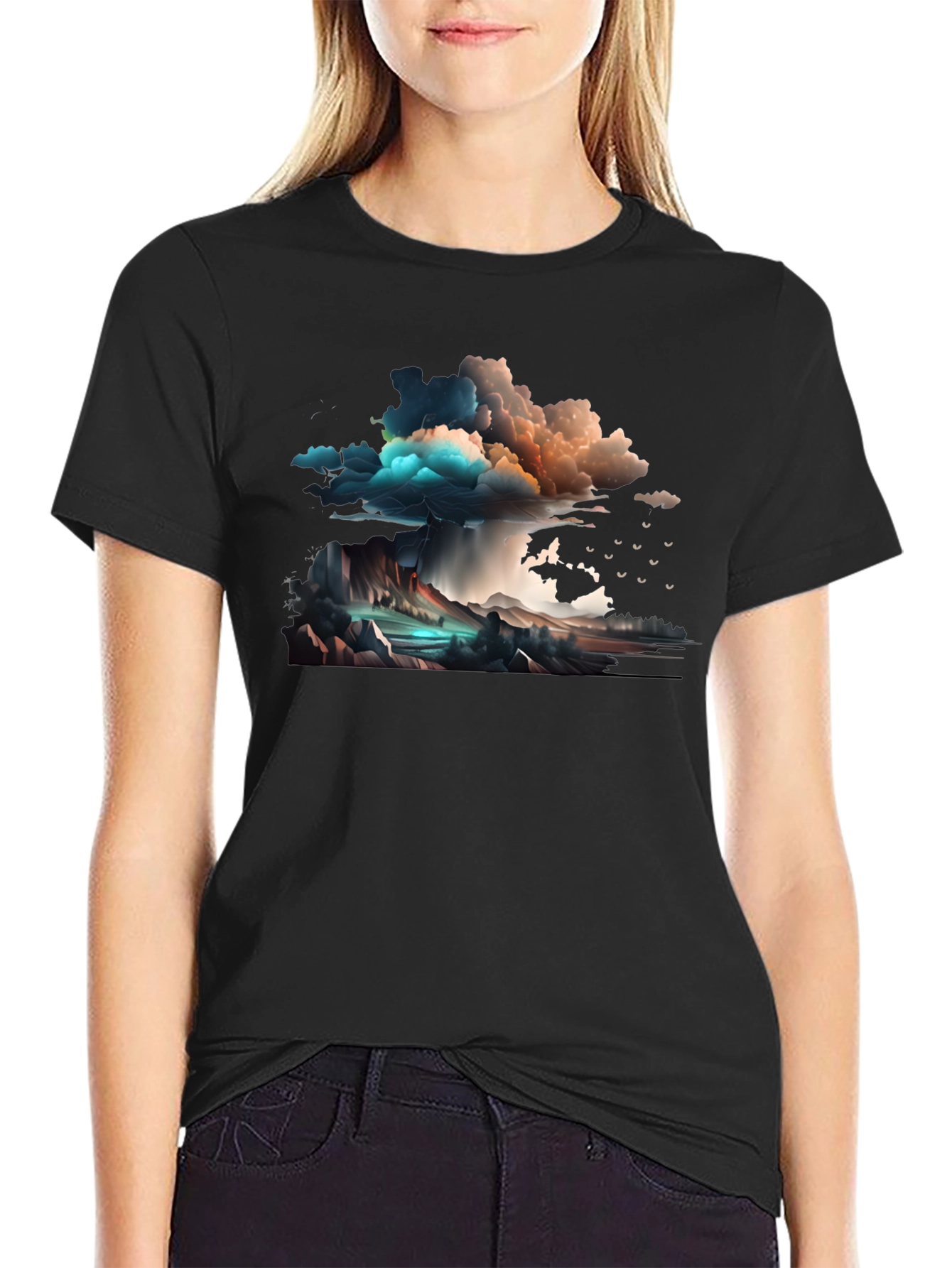 Stormy Sky Graphic Tee - Artistic Design