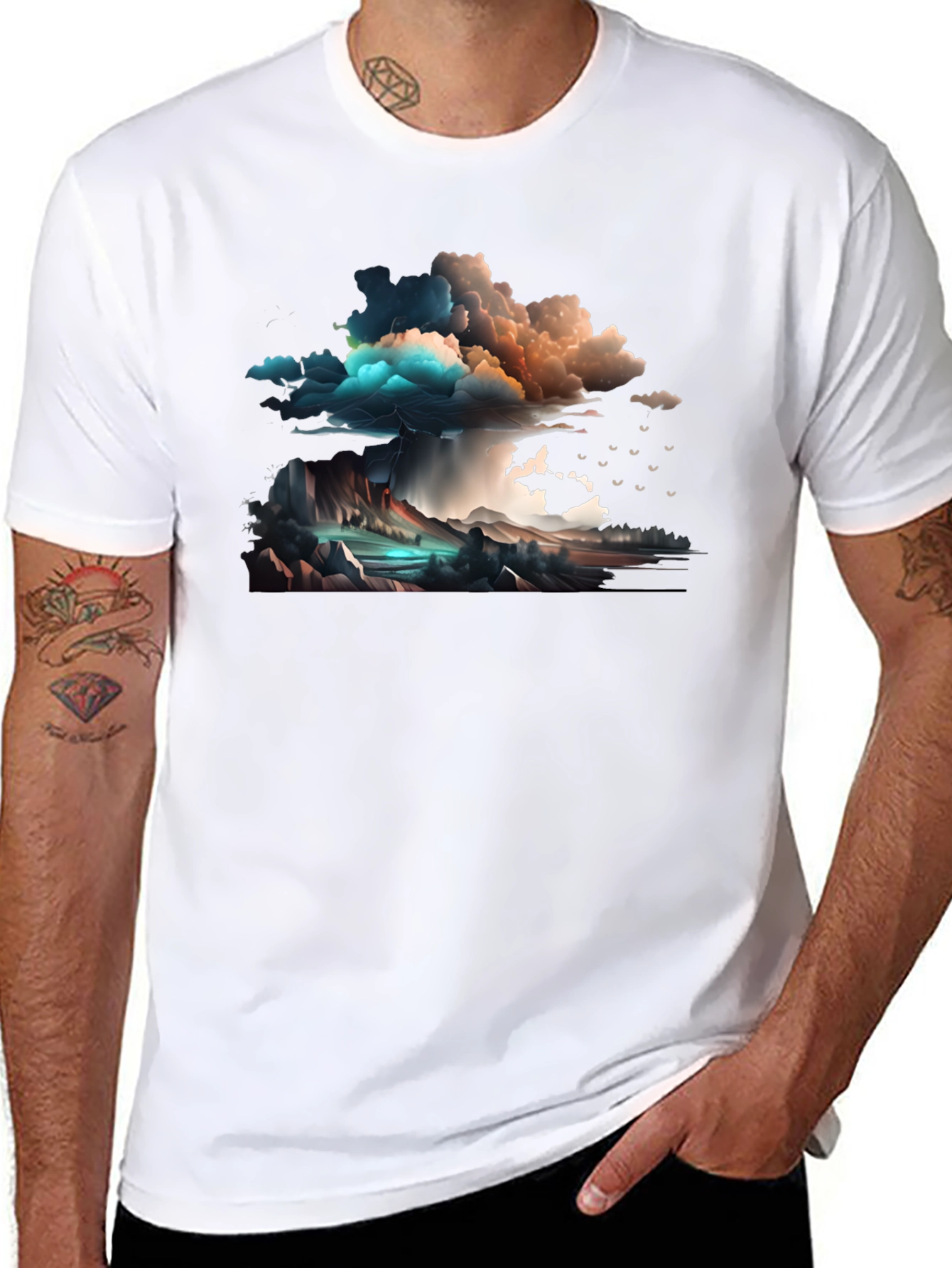 Stormy Sky Graphic Tee - Artistic Design