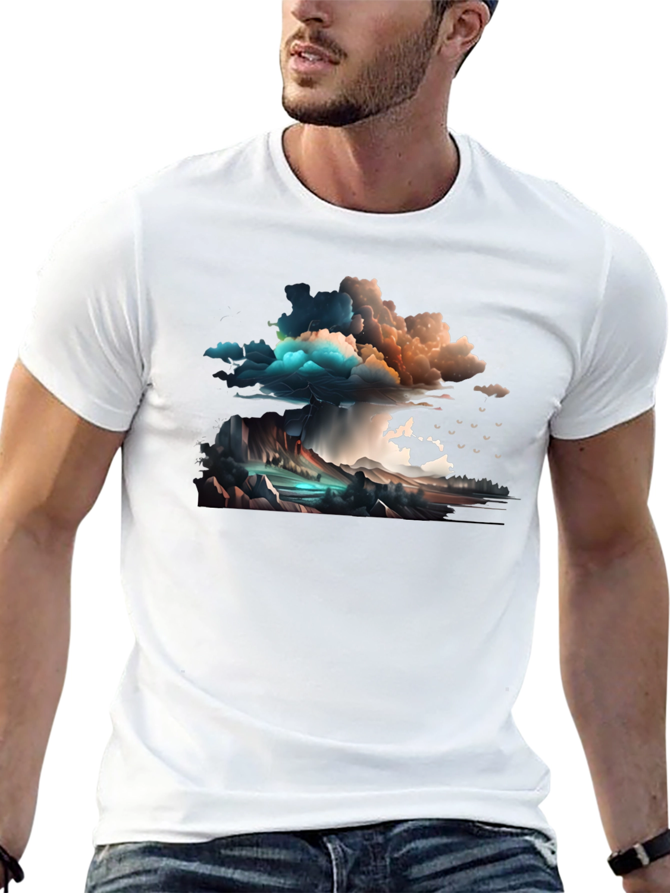 Stormy Sky Graphic Tee - Artistic Design