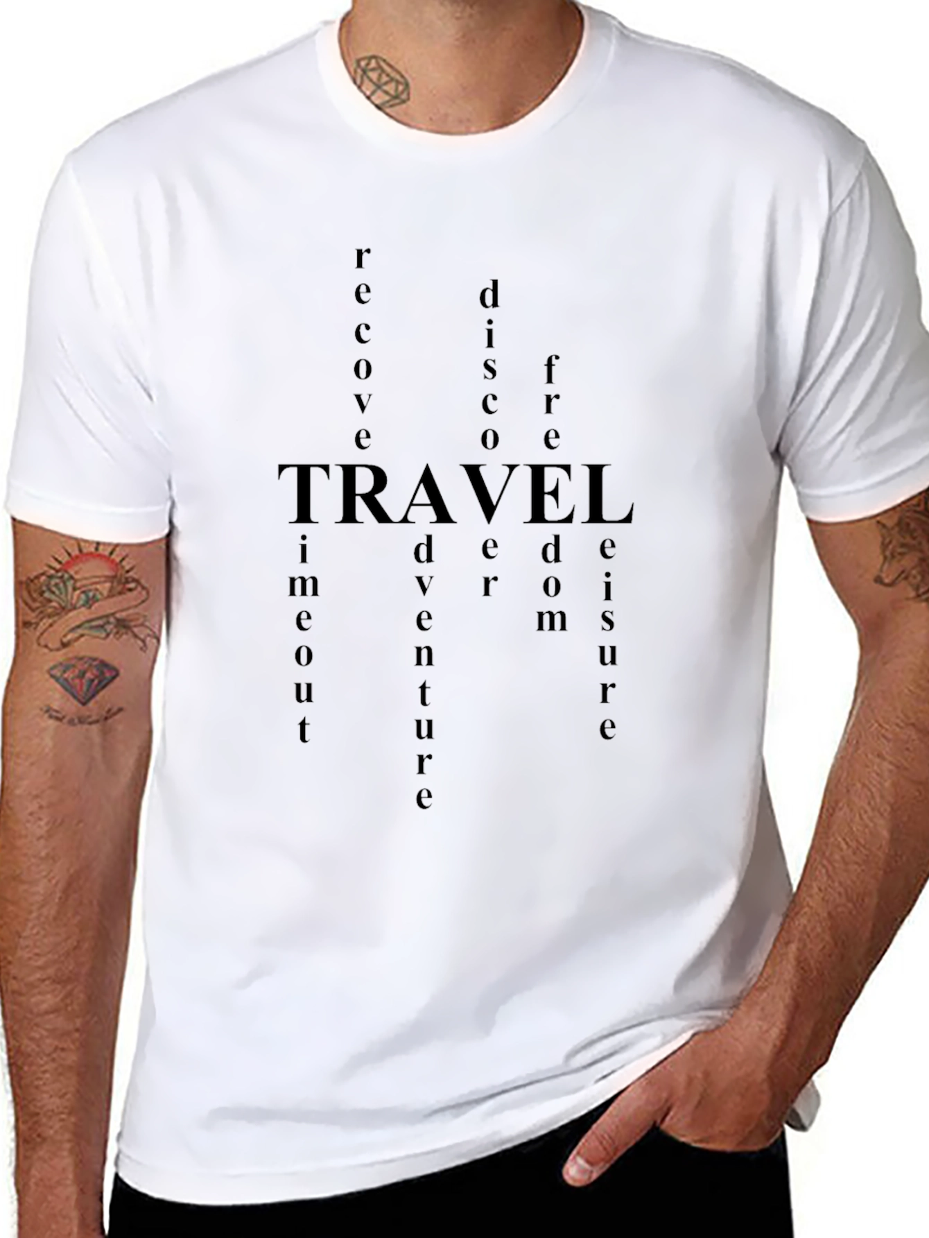 Black Travel Word Art Graphic Tee