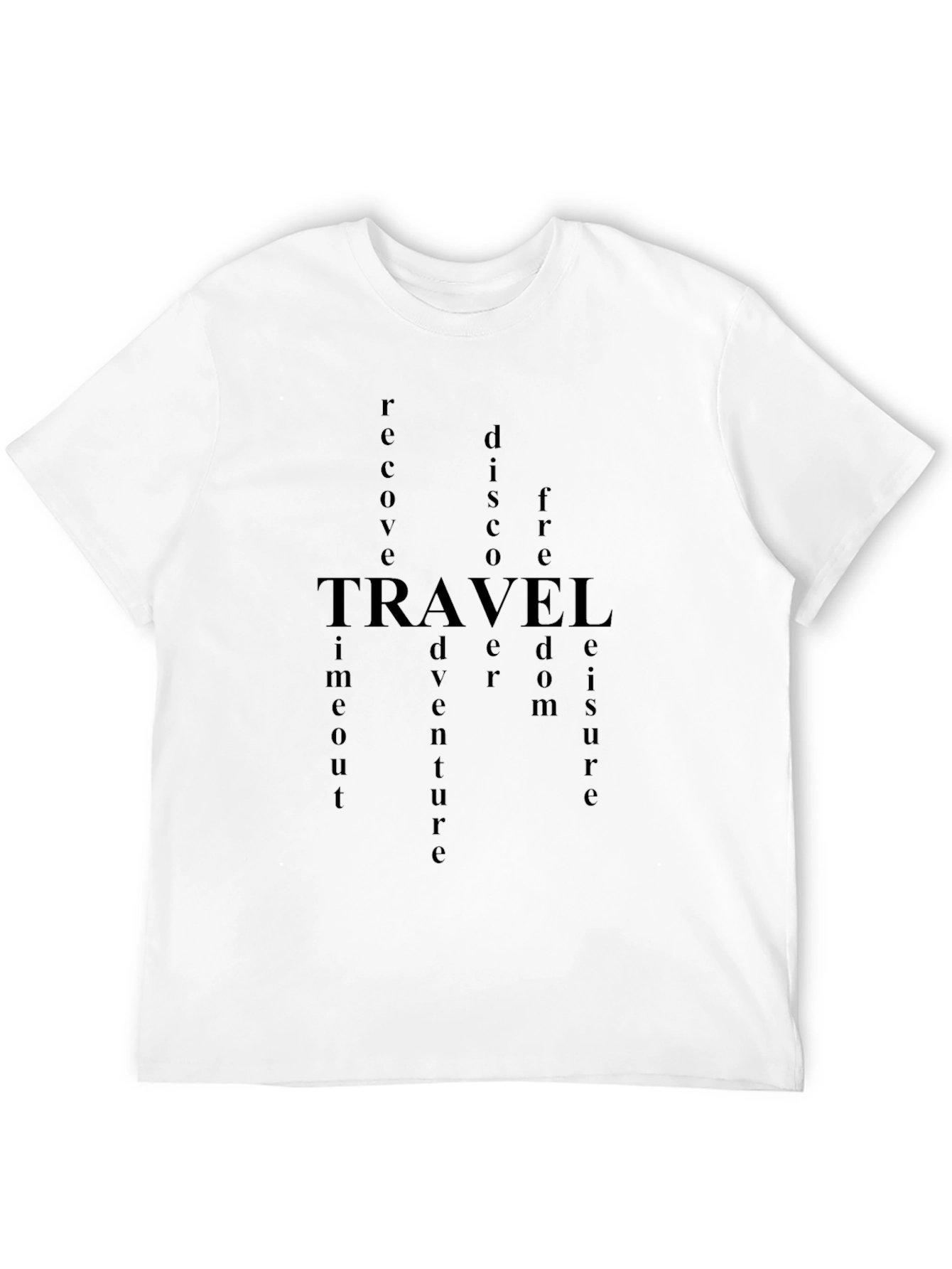 Black Travel Word Art Graphic Tee