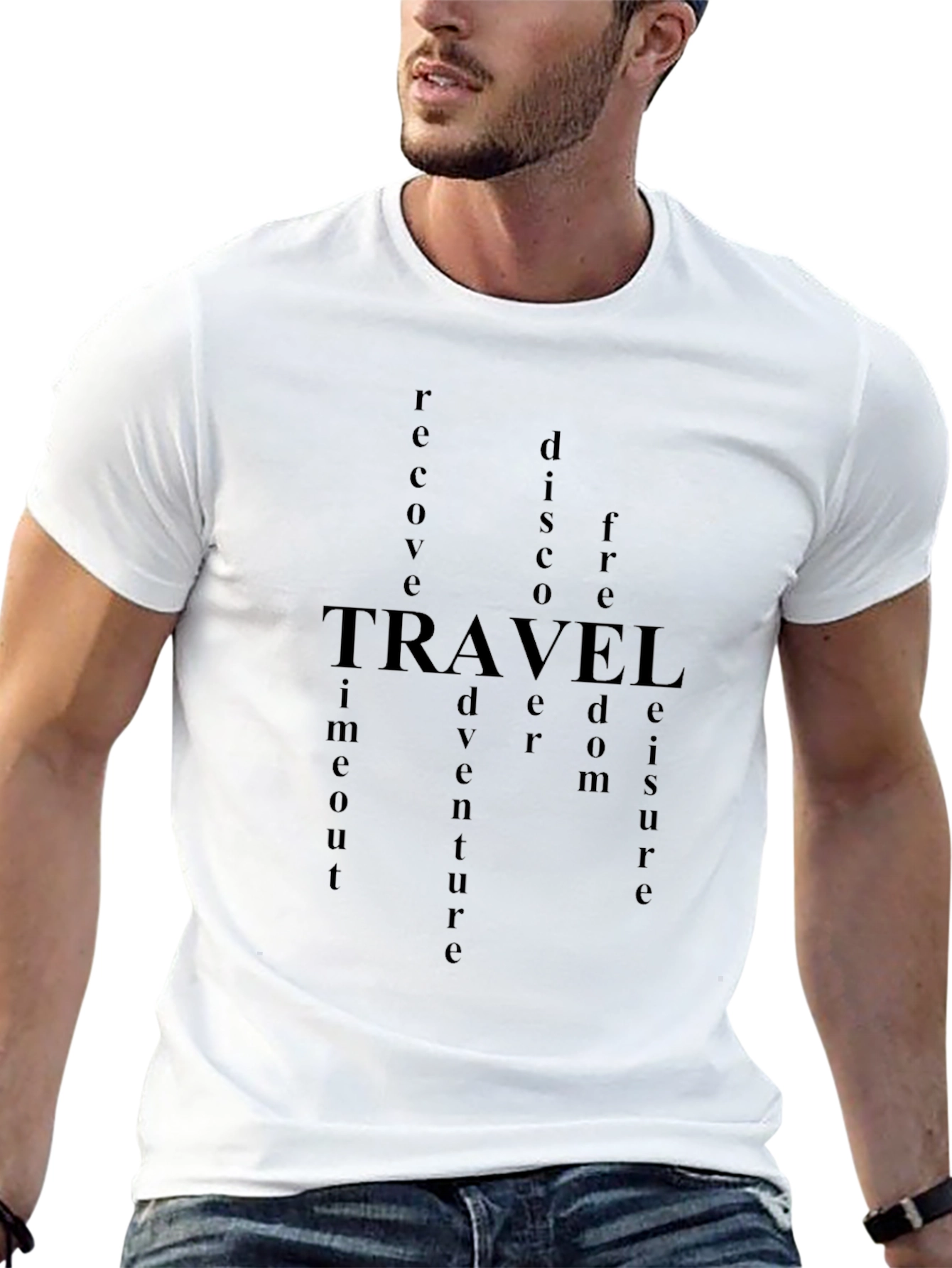Black Travel Word Art Graphic Tee