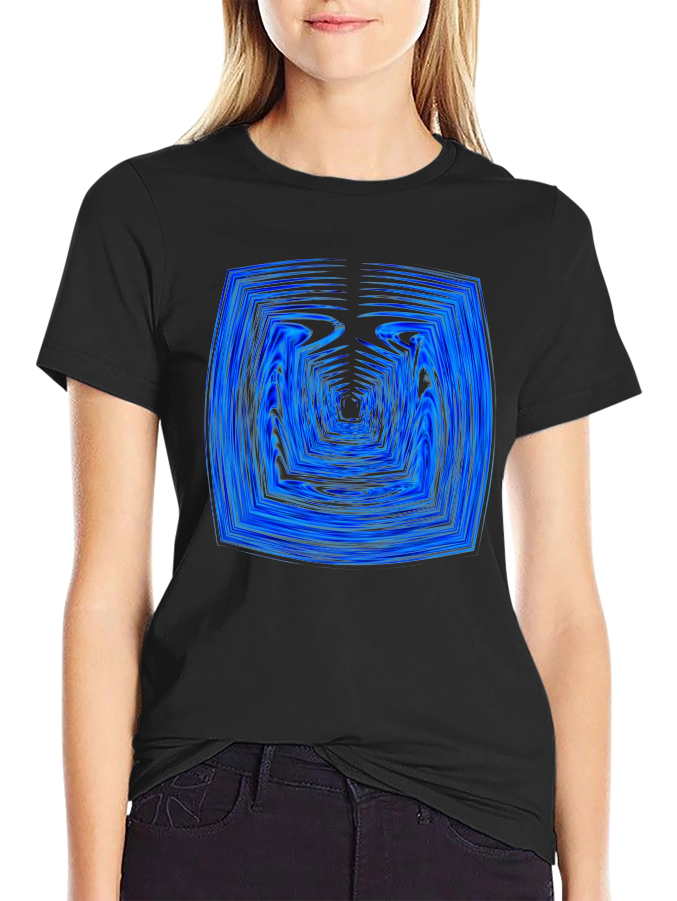 Abstract Tunnel Graphic Tee - Modern Black T-Shirt