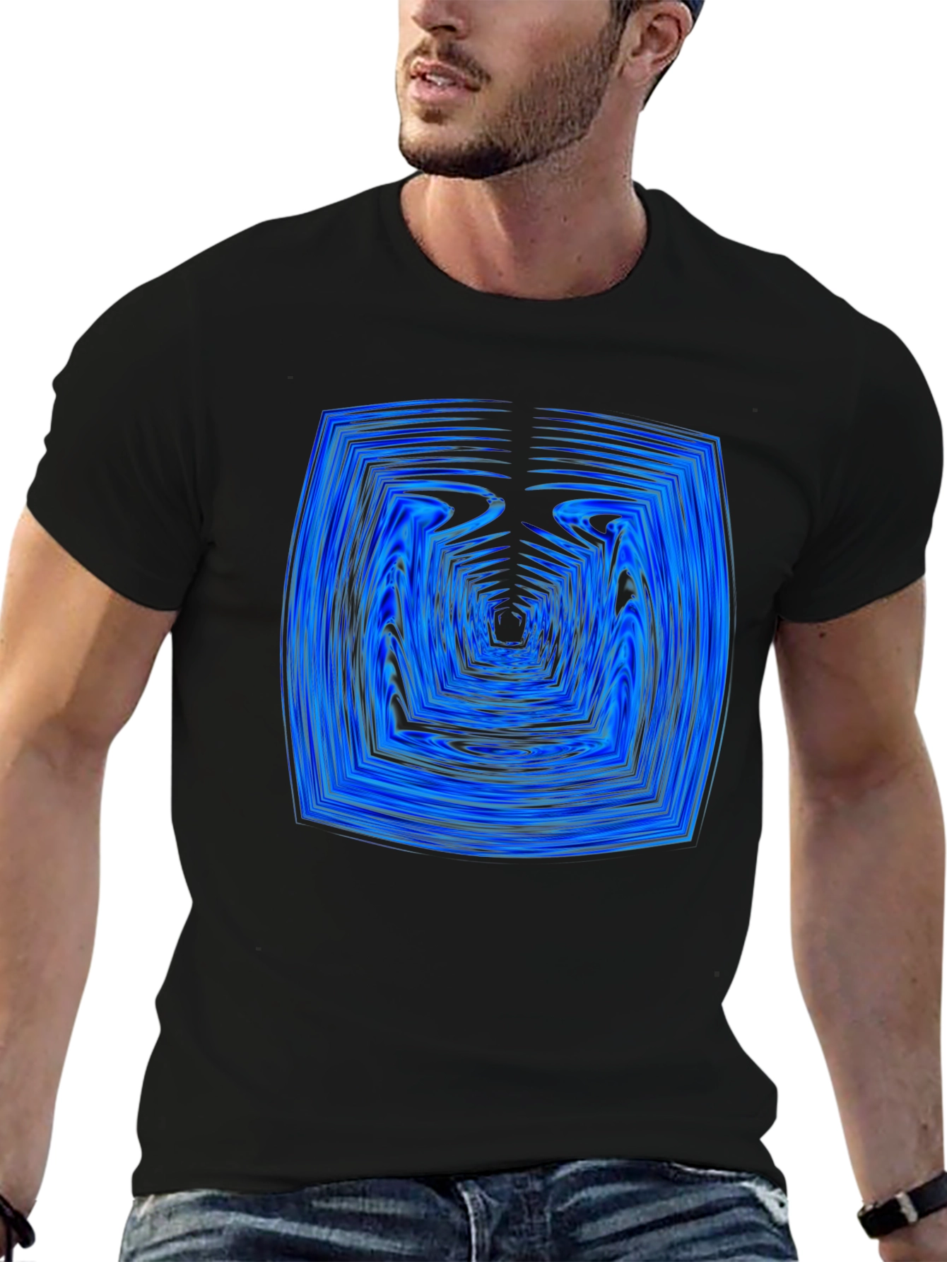 Abstract Tunnel Graphic Tee - Modern Black T-Shirt
