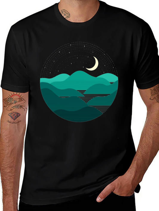Nightscape T-Shirt: Mountains and Moon Tee