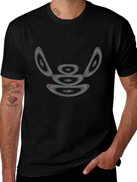 Abstract Geometric Design Black T-Shirt