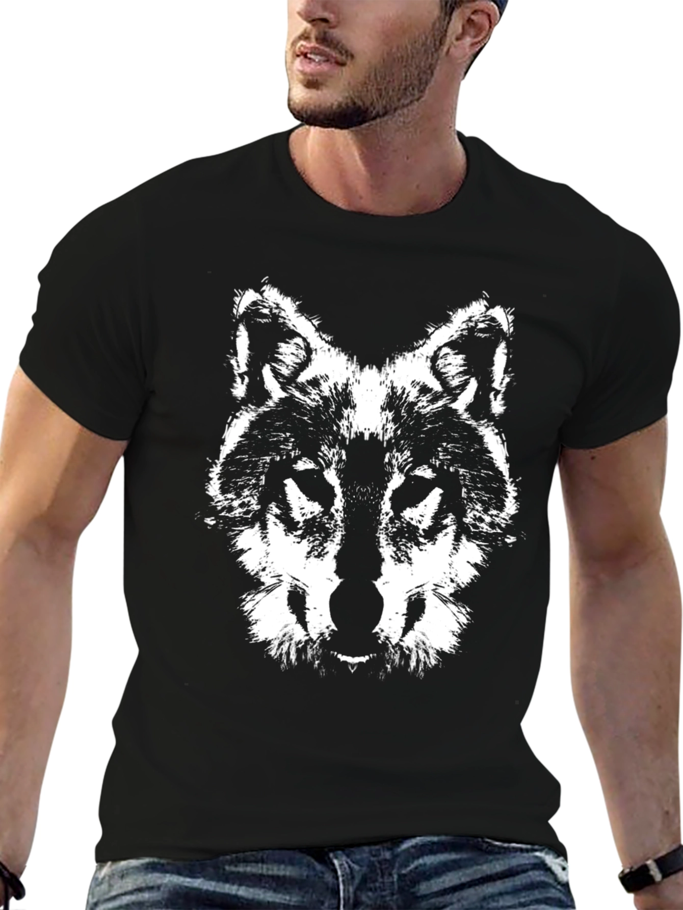 Wolf Graphic Tee - Black Cotton T-Shirt