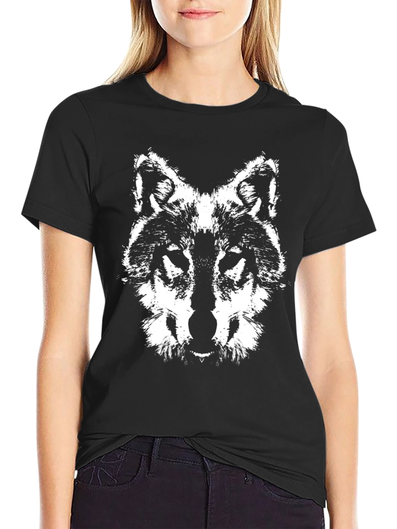 Wolf Graphic Tee - Black Cotton T-Shirt