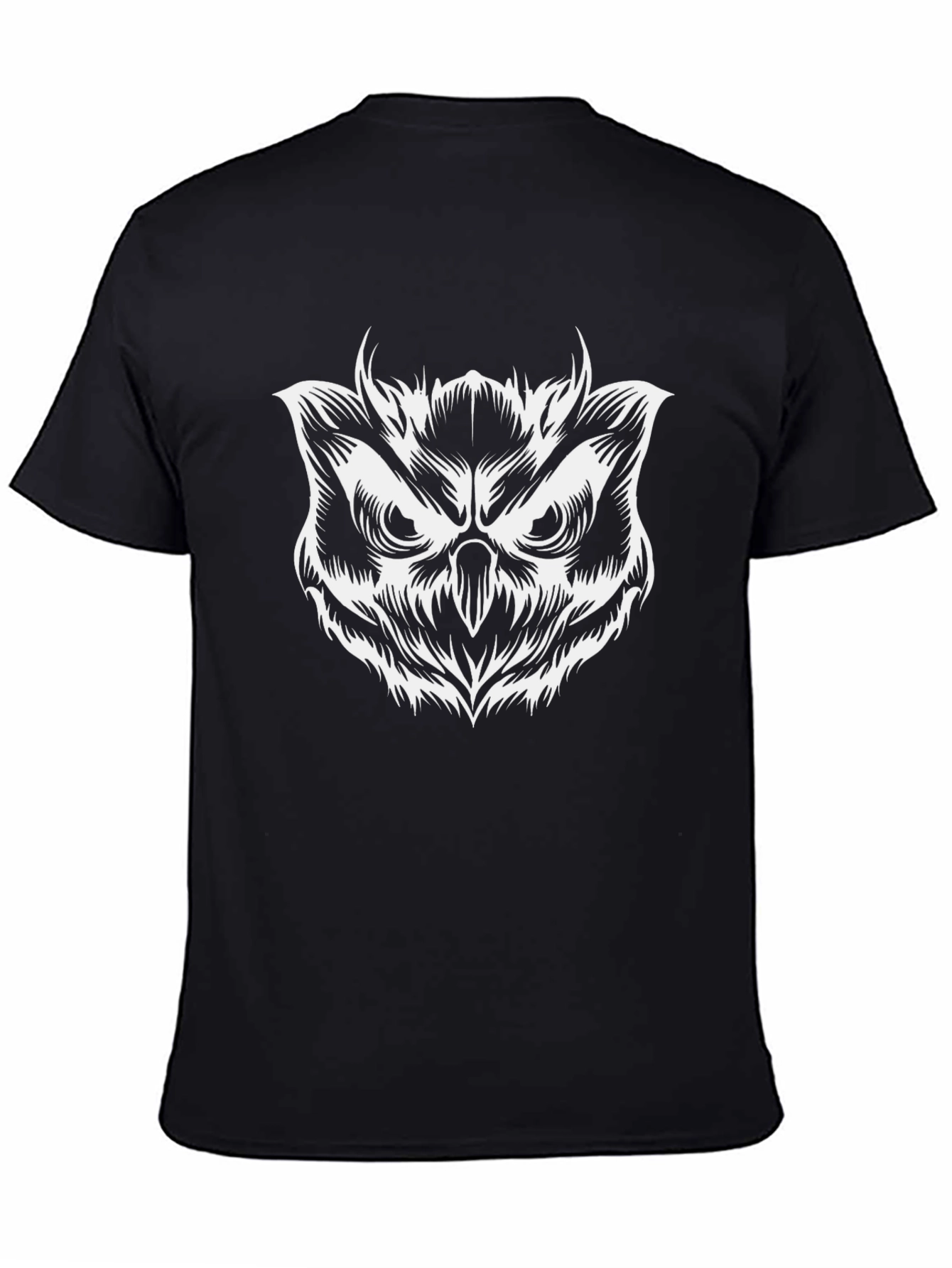 Mens Black T-Shirt with Owl Graphic