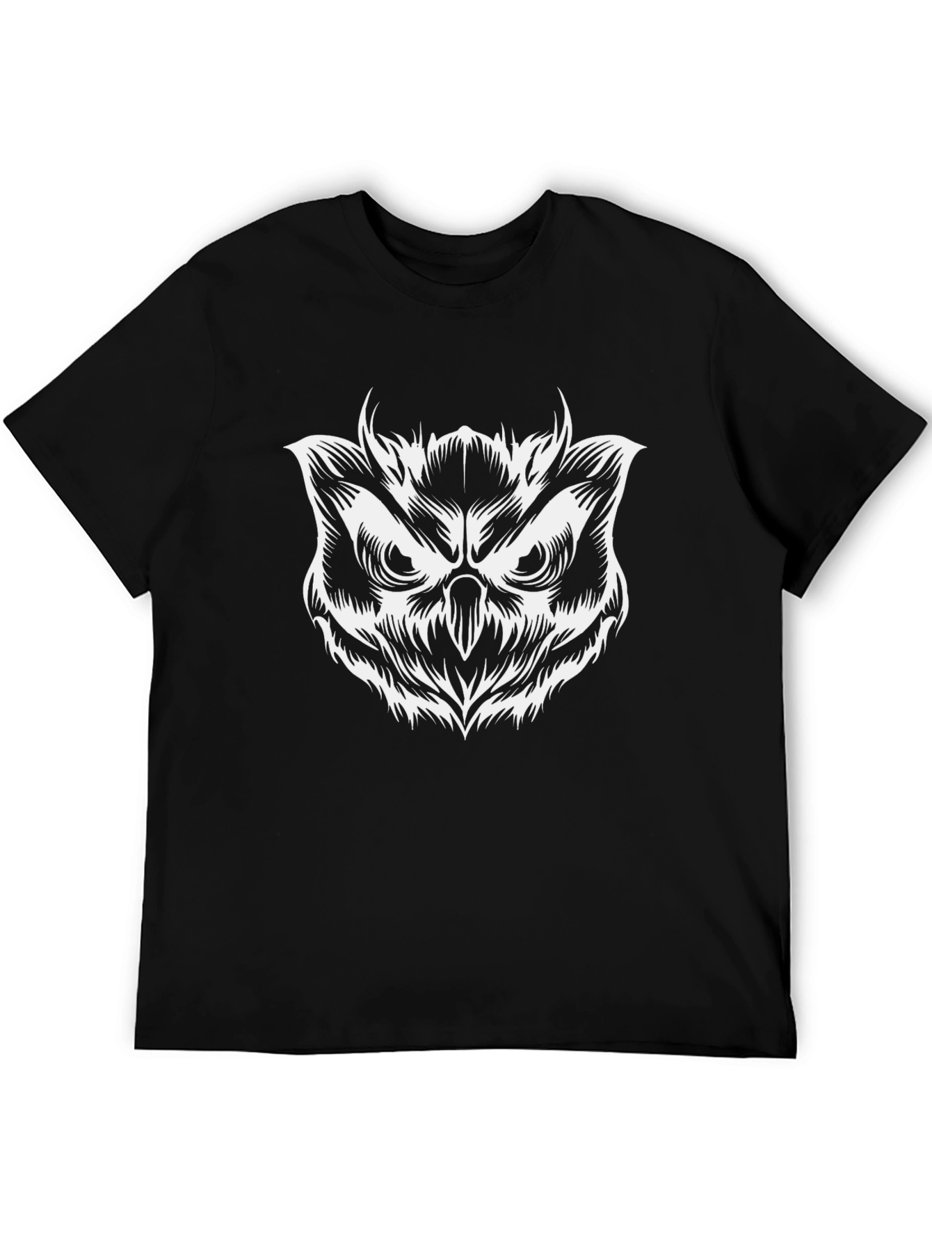 Mens Black T-Shirt with Owl Graphic