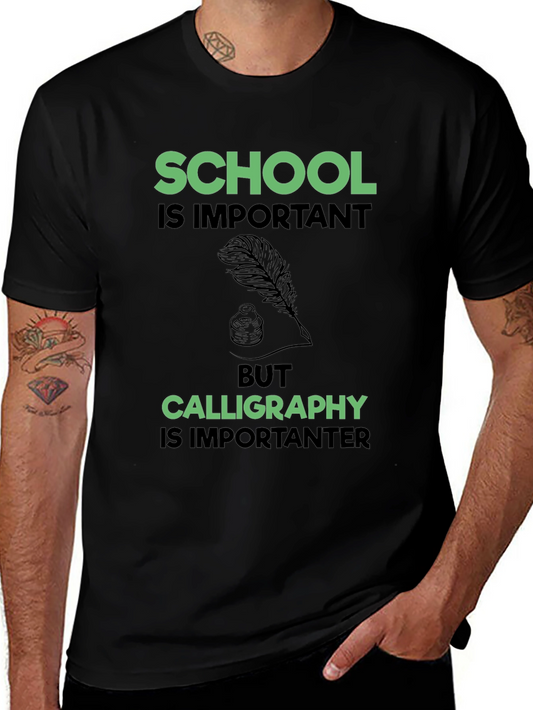 School vs Calligraphy Graphic Tee