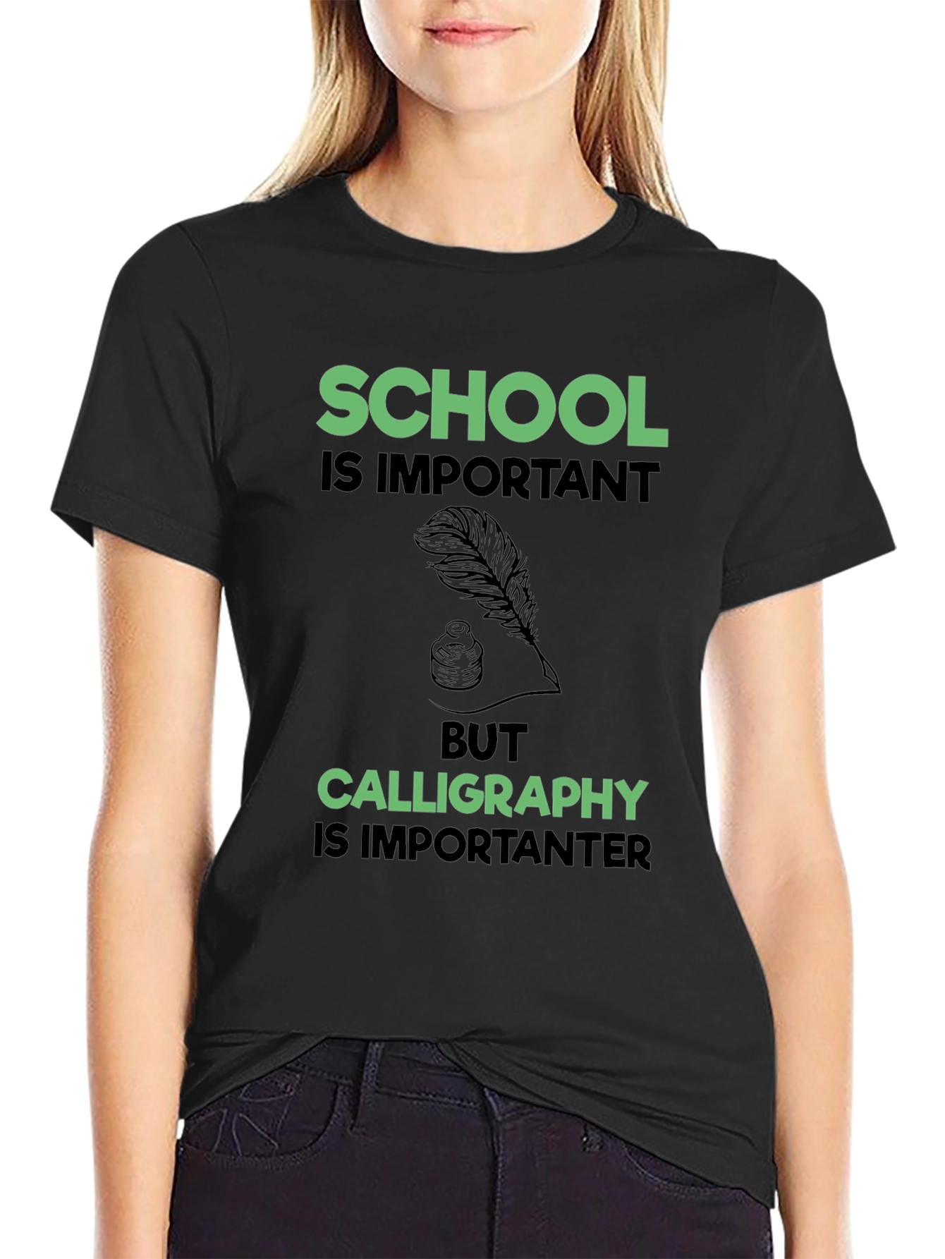 School vs Calligraphy Graphic Tee