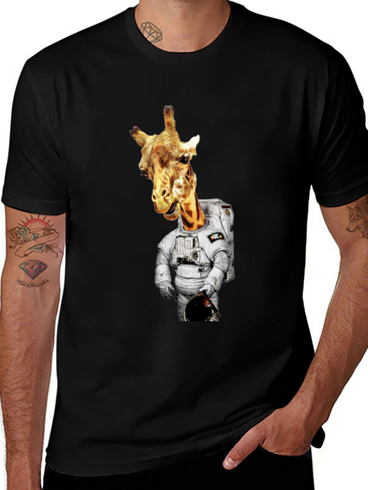 Giraffe Astronaut Graphic Tee - Mens Black T-Shirt
