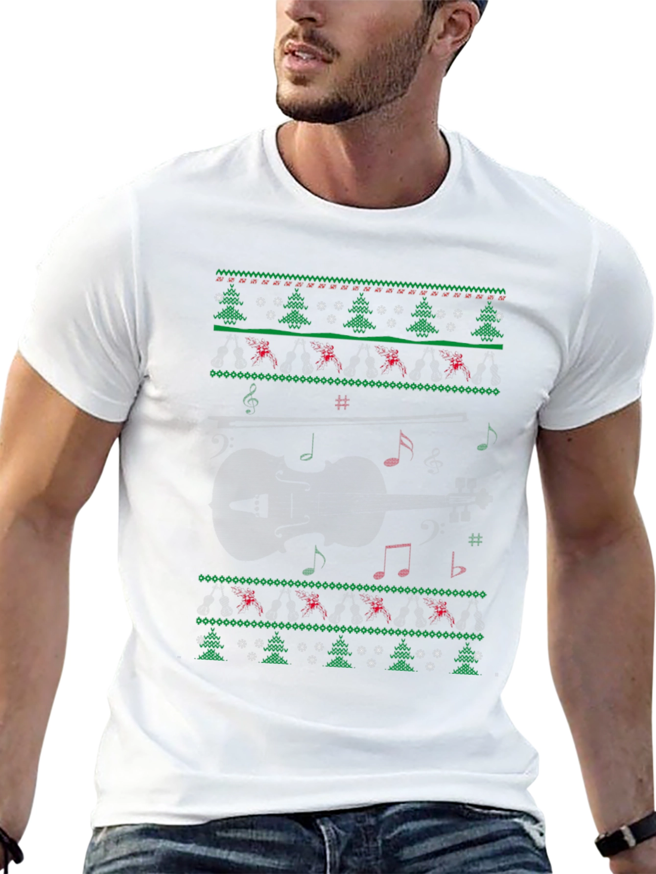 Musical Violin Christmas Ugly Sweater T-Shirt