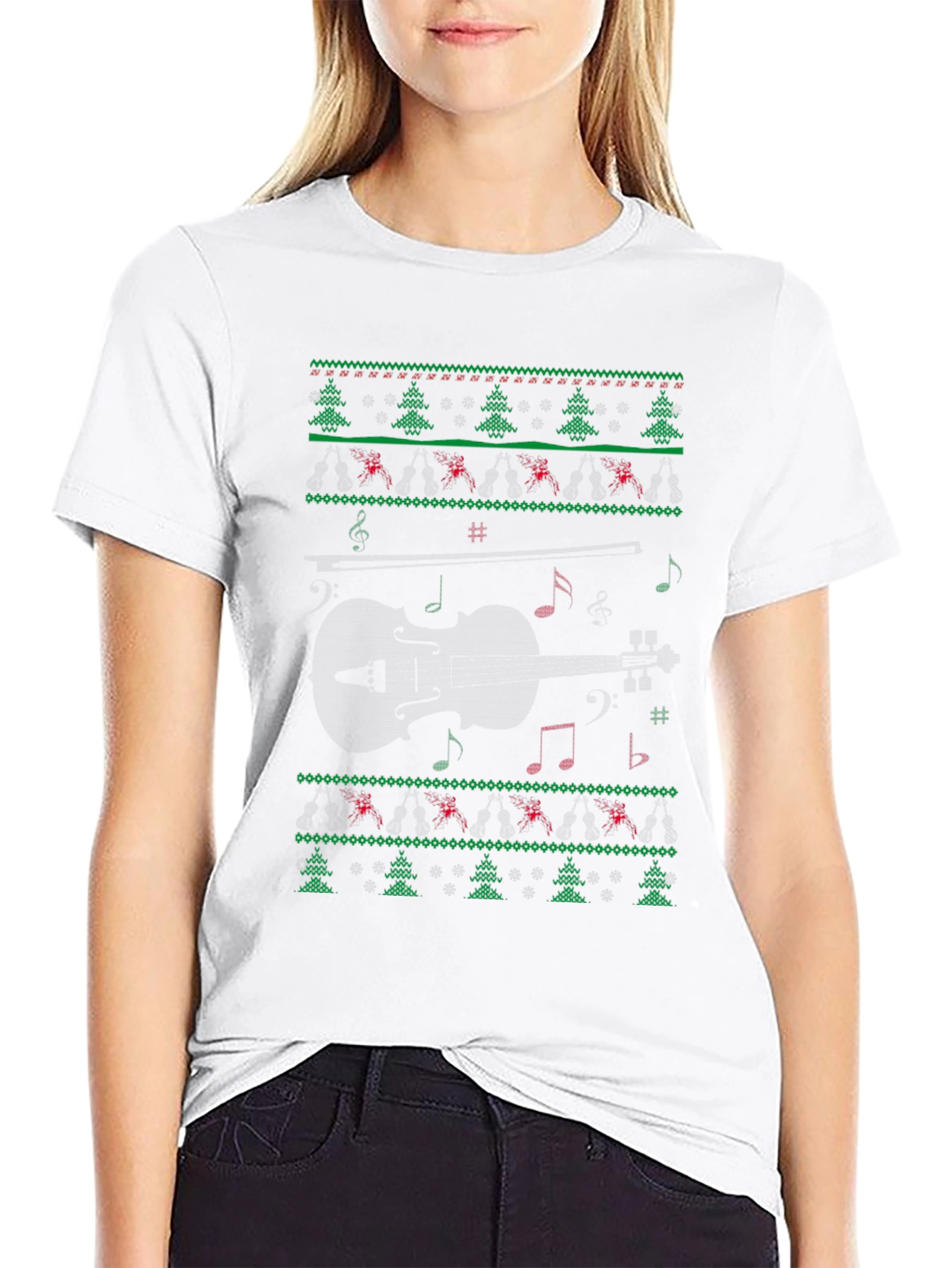 Musical Violin Christmas Ugly Sweater T-Shirt