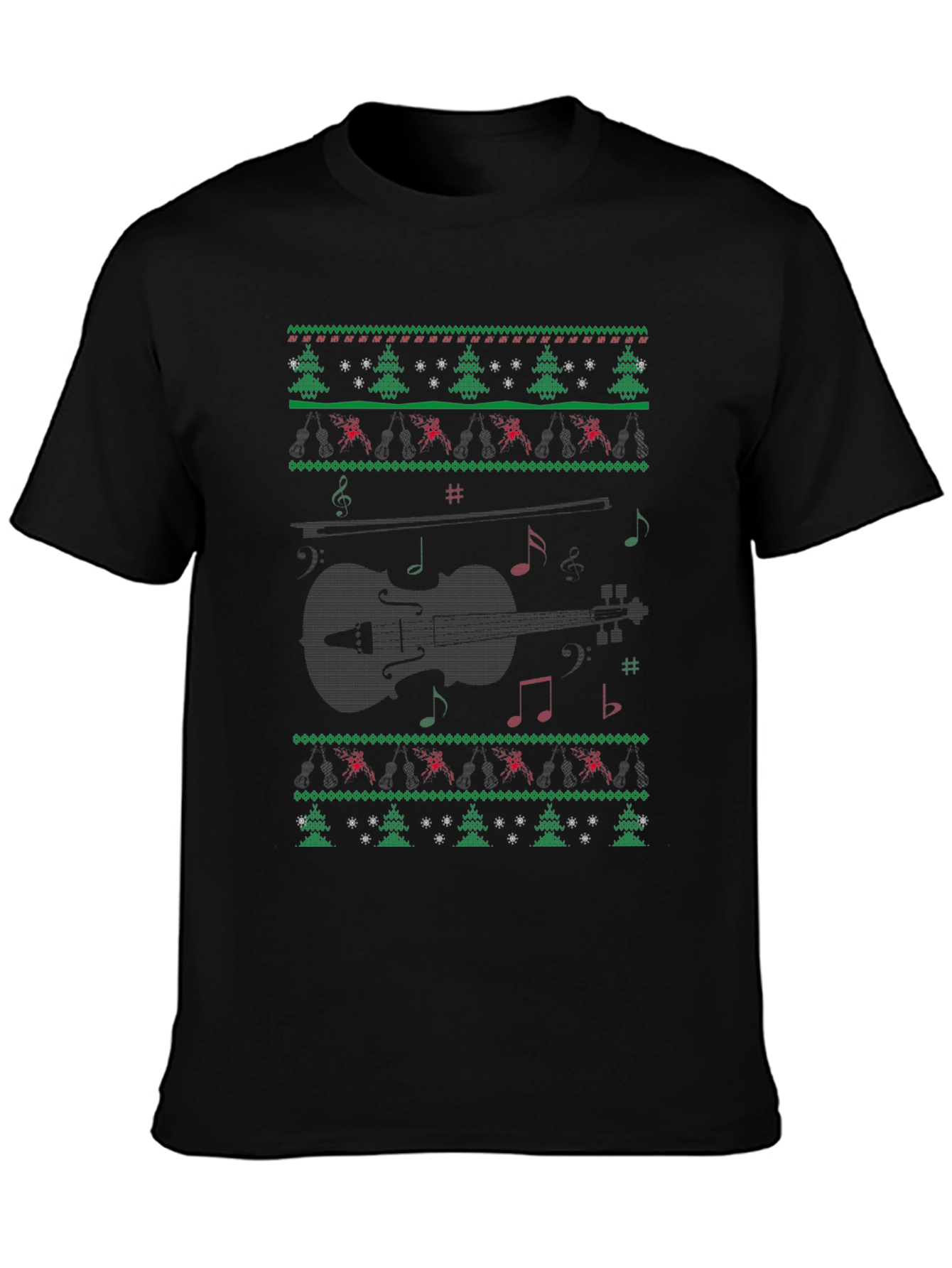 Musical Violin Christmas Ugly Sweater T-Shirt