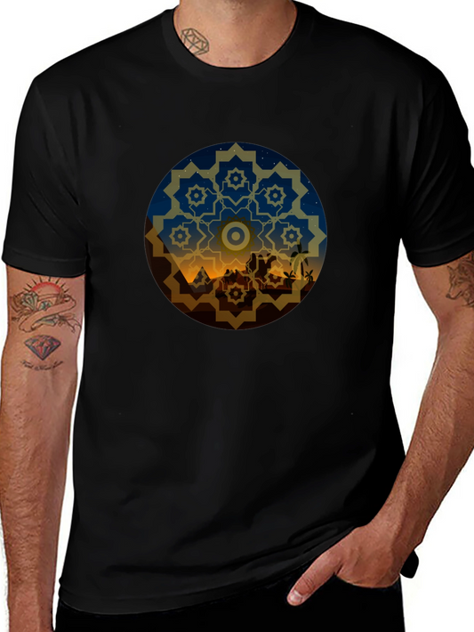 Desert Night Mandala Graphic Tee - Black