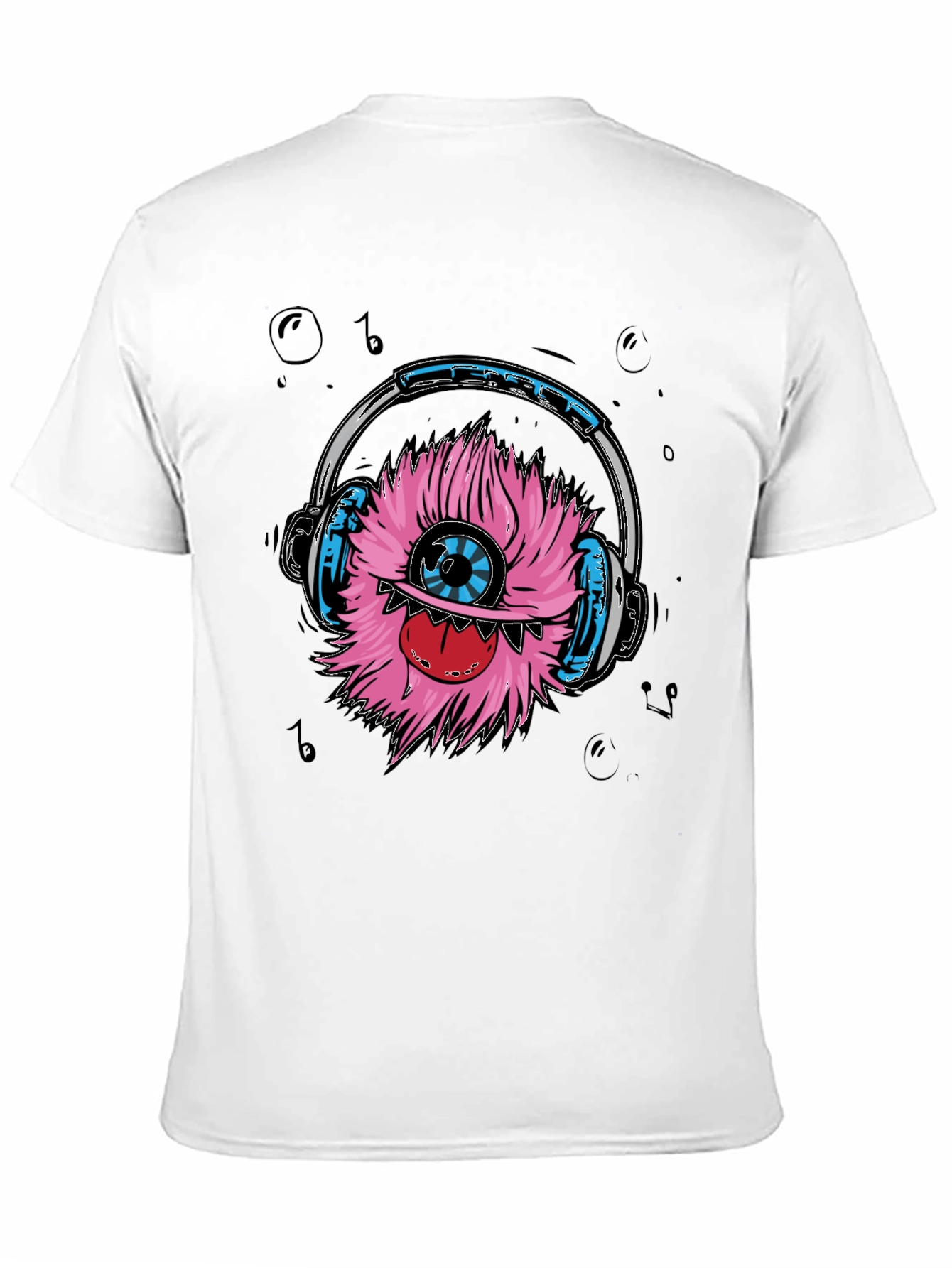 Monster with Headphones Graphic T-Shirt - Black