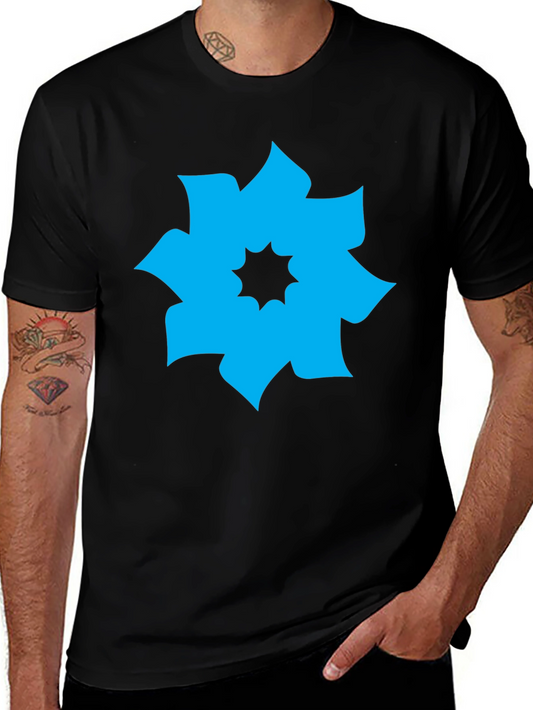 Geometric Flower Graphic Tee - Modern Casual Shirt