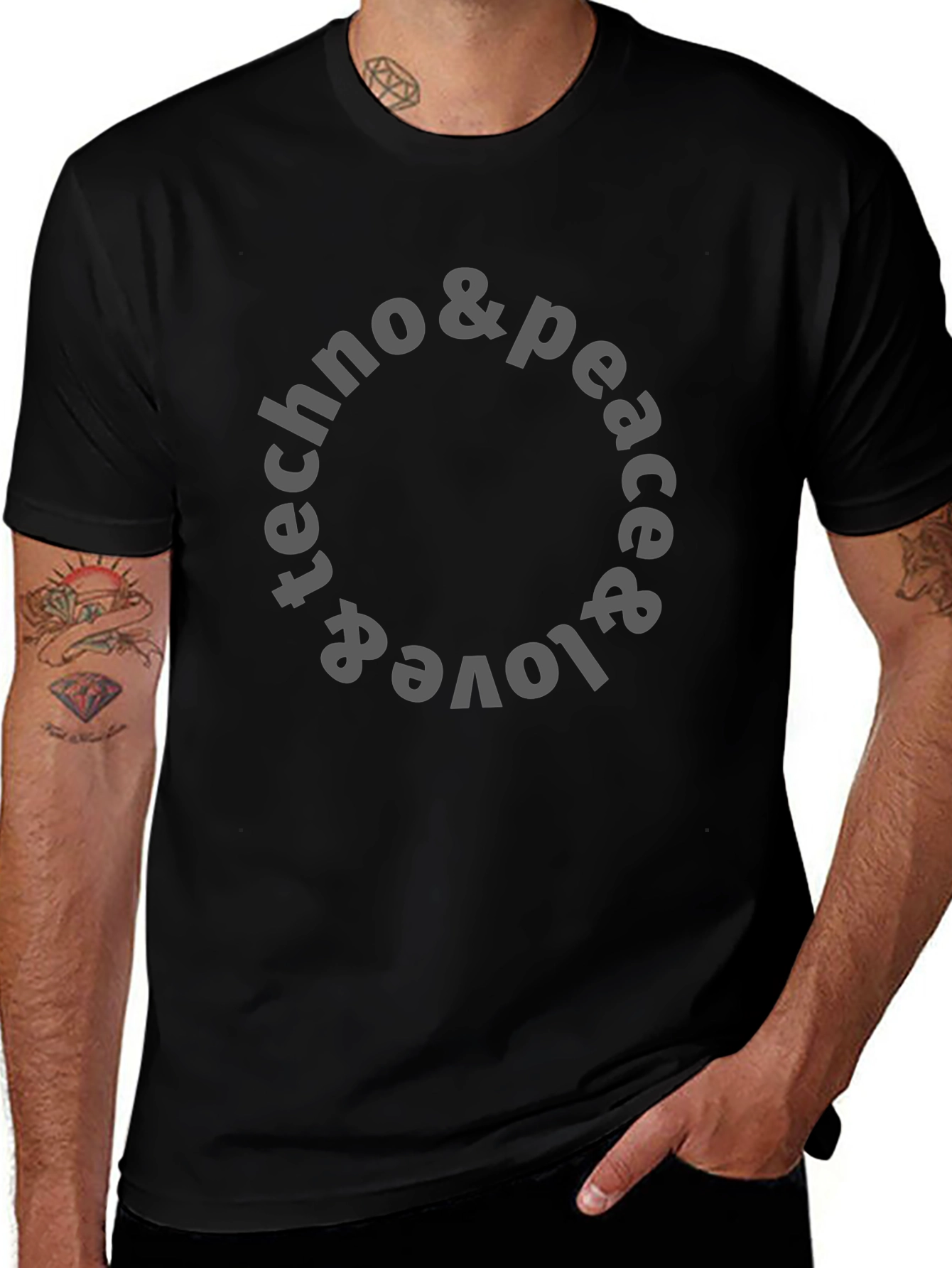 Techno Peace & Love T-Shirt - Unisex Graphic Tee