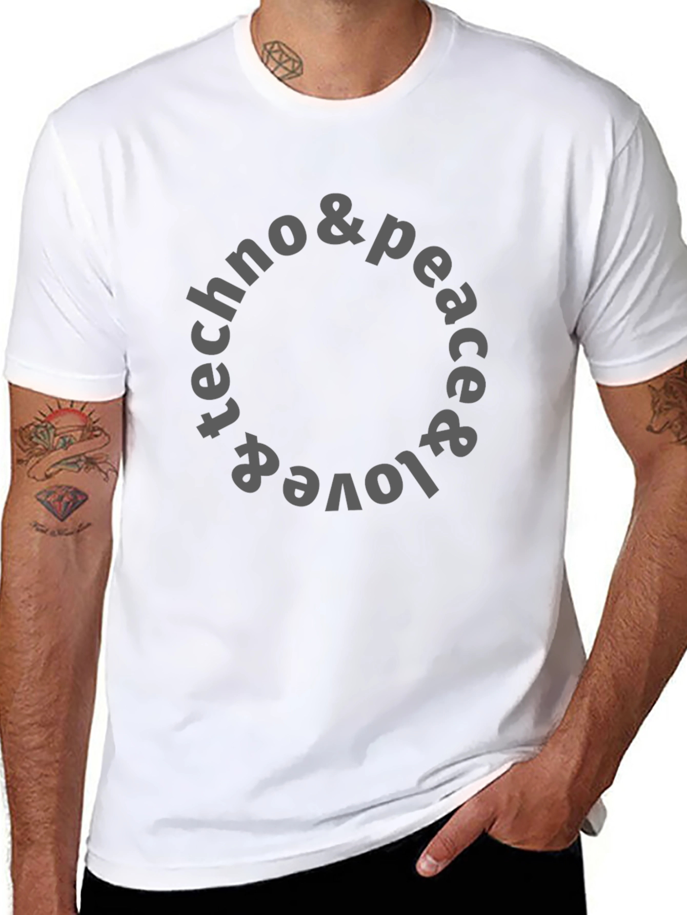 Techno Peace & Love T-Shirt - Unisex Graphic Tee
