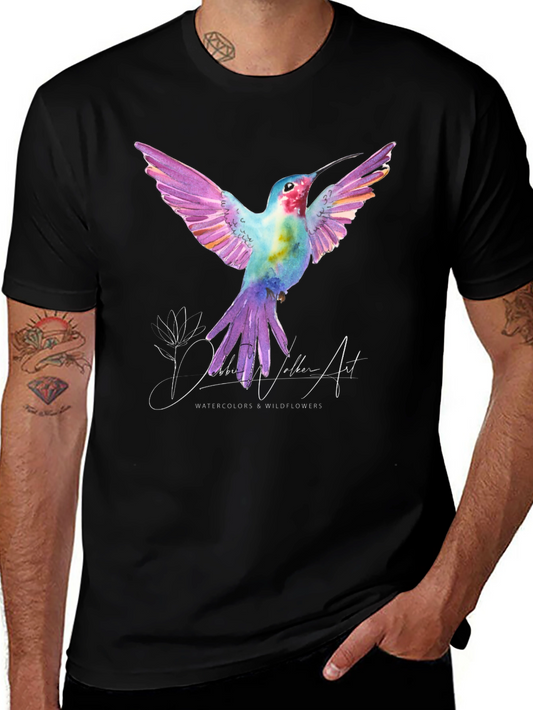 Watercolor Hummingbird Graphic Tee - Nature Lovers T-Shirt