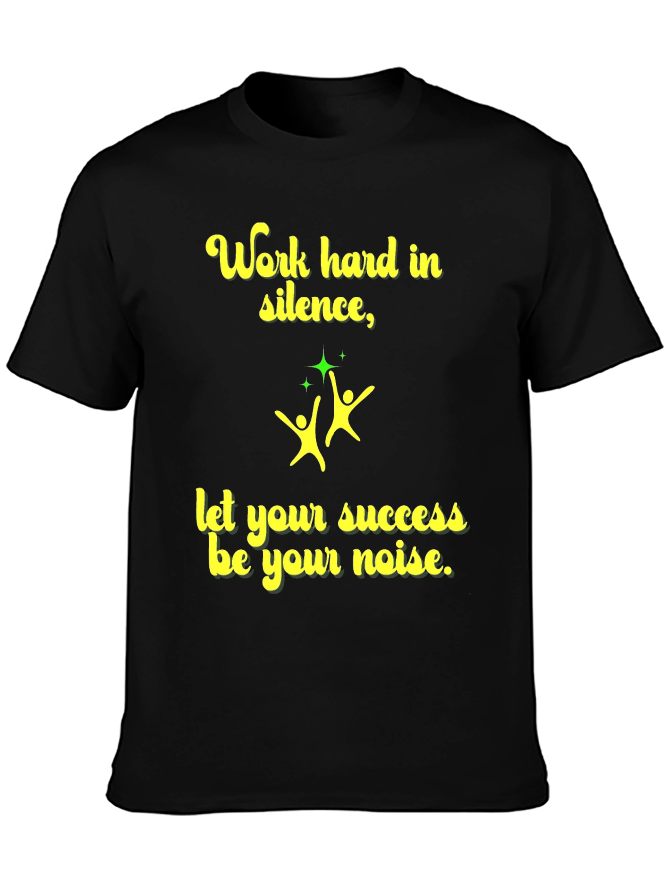 Work Hard In Silence Mens Black Graphic Tee