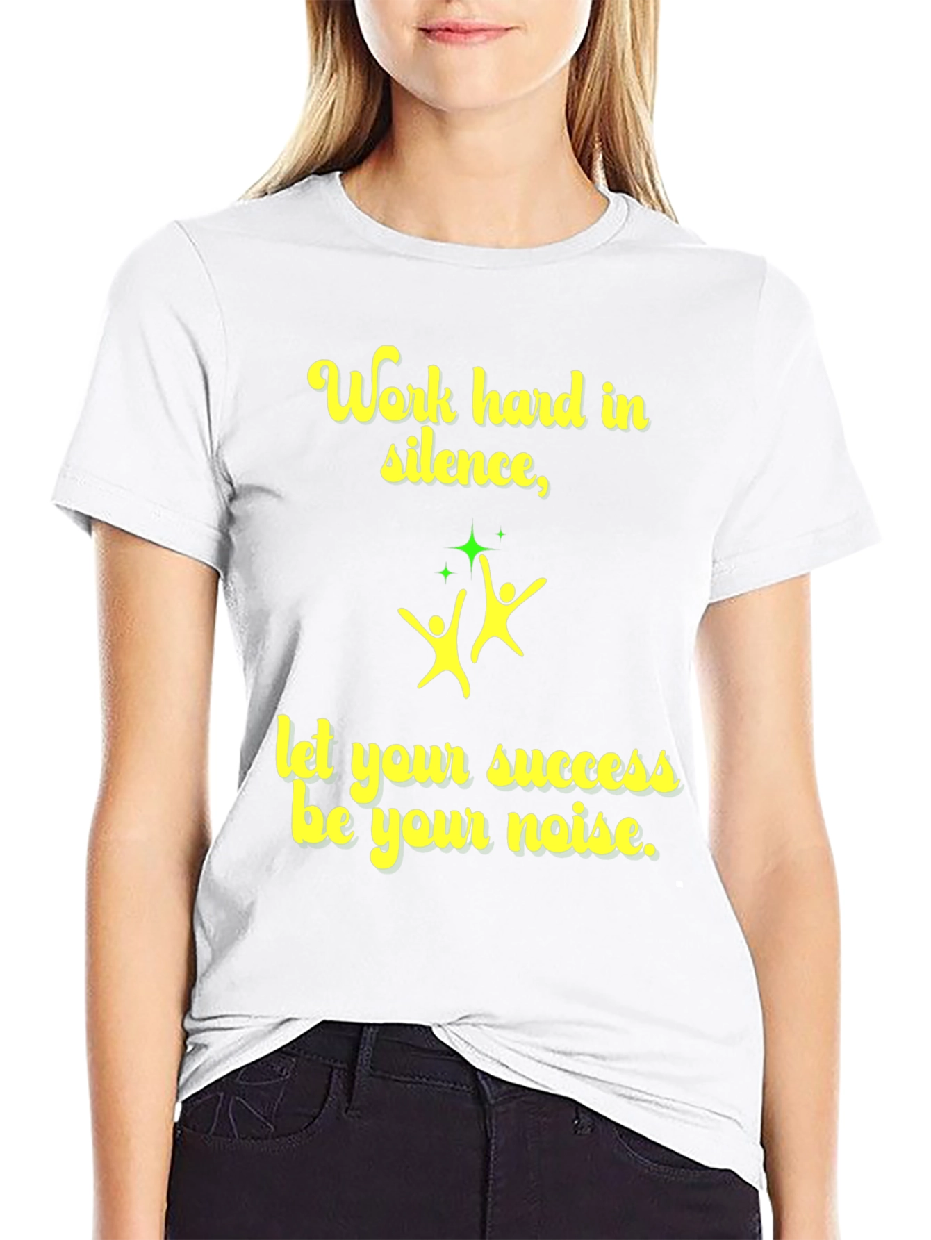 Work Hard In Silence Mens Black Graphic Tee