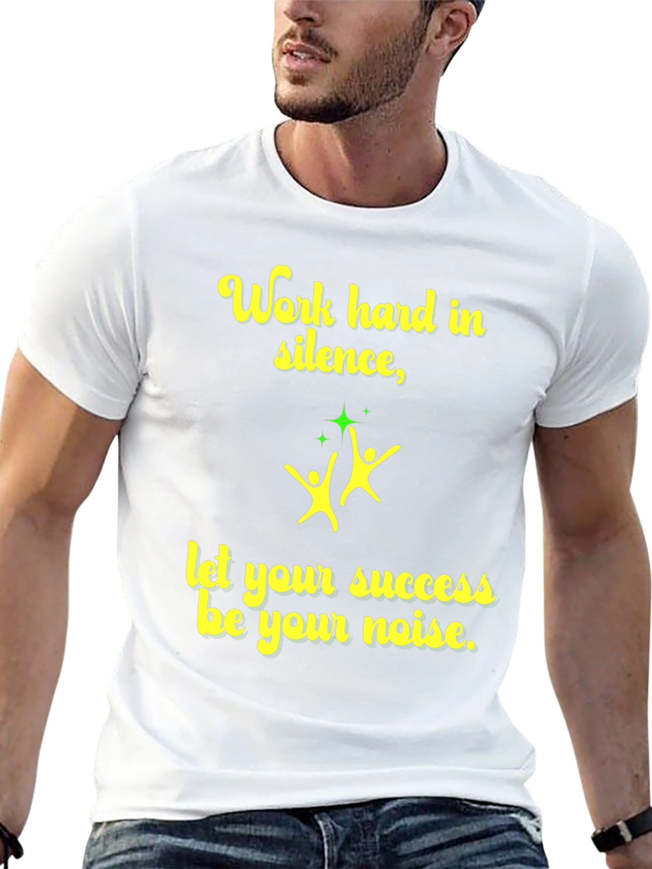 Work Hard In Silence Mens Black Graphic Tee
