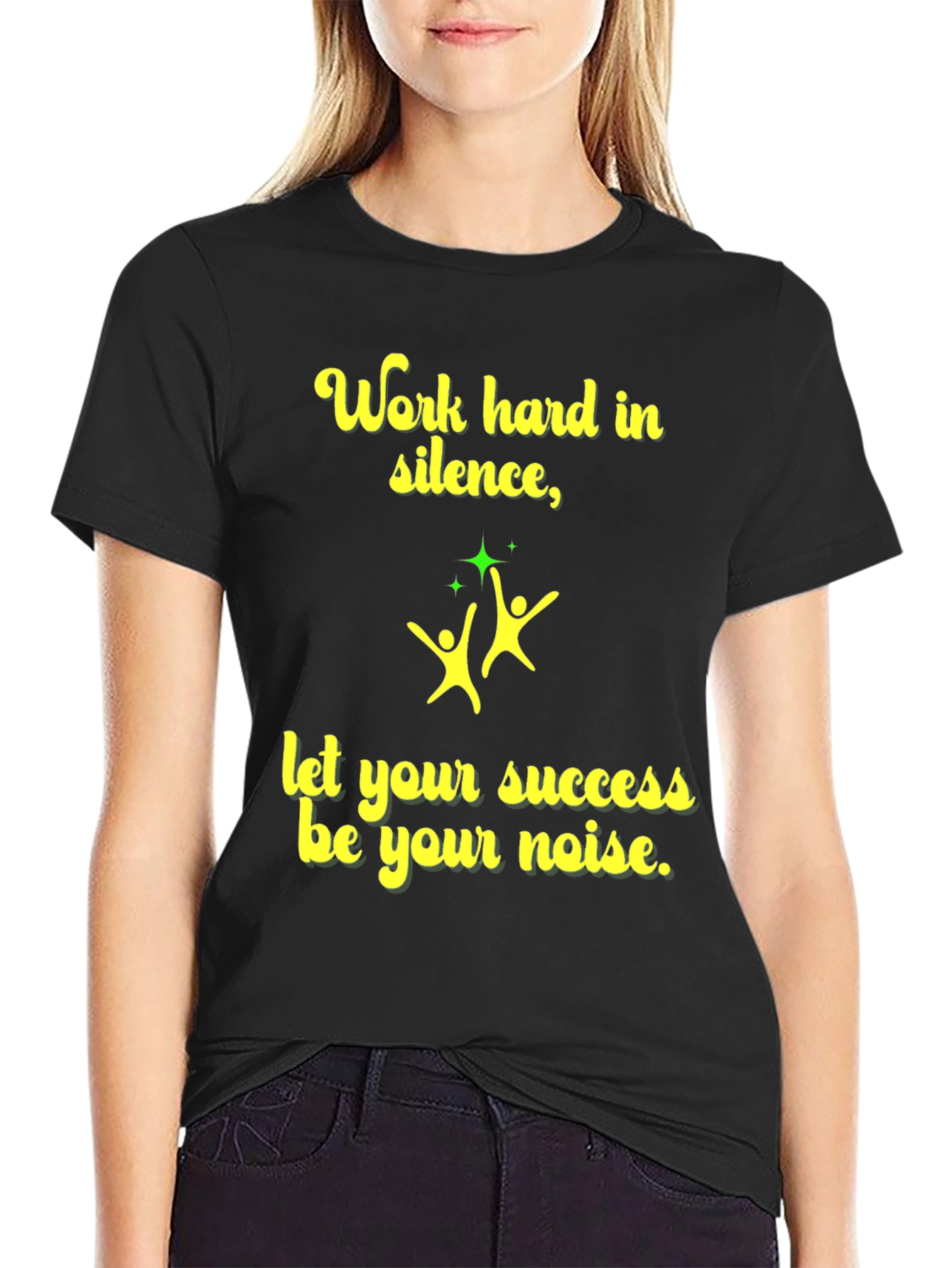 Work Hard In Silence Mens Black Graphic Tee