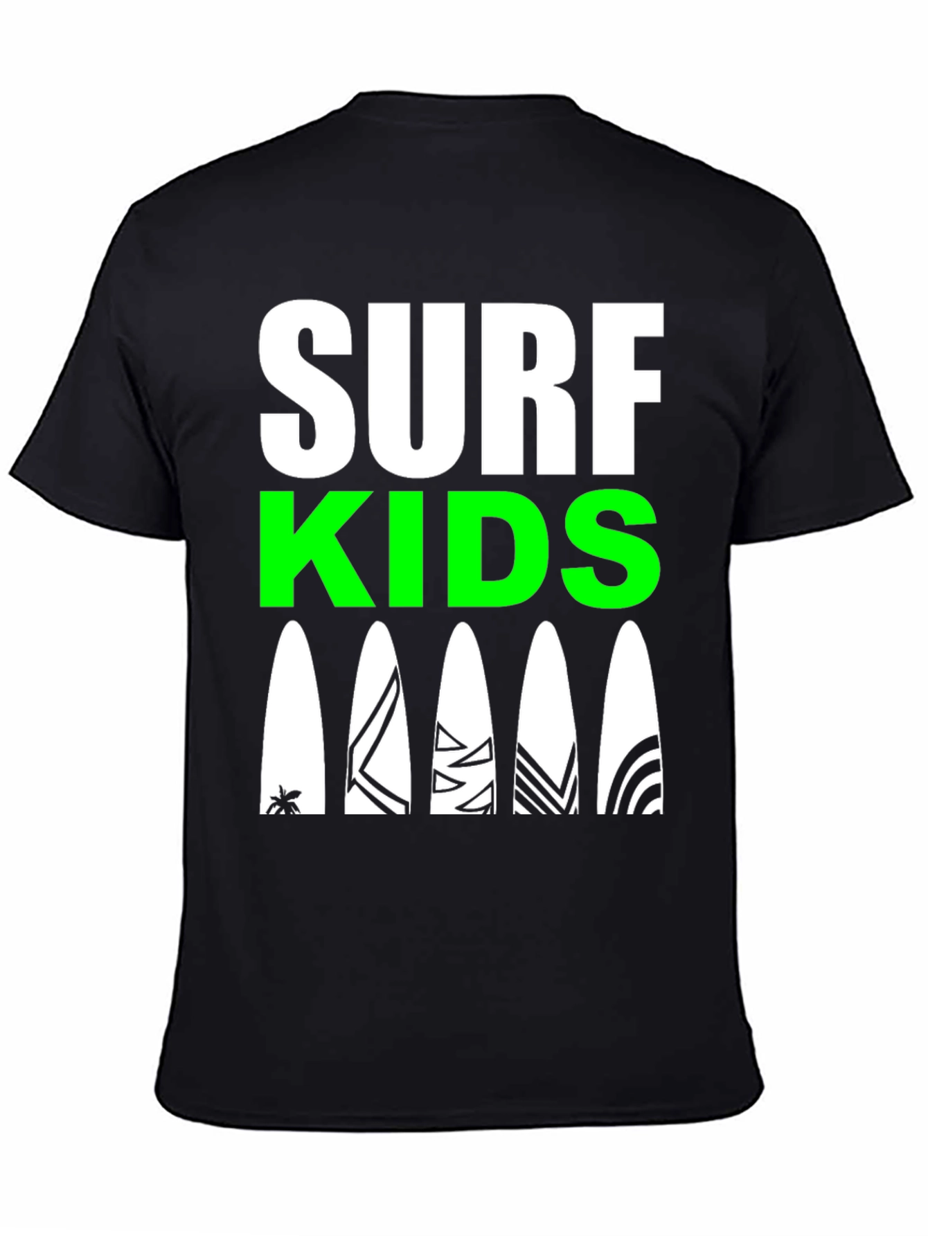 Surf Kids Graphic Tee - Black Cotton Surfboard Design