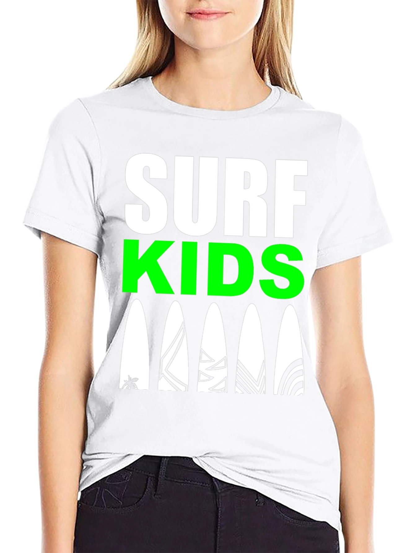 Surf Kids Graphic Tee - Black Cotton Surfboard Design