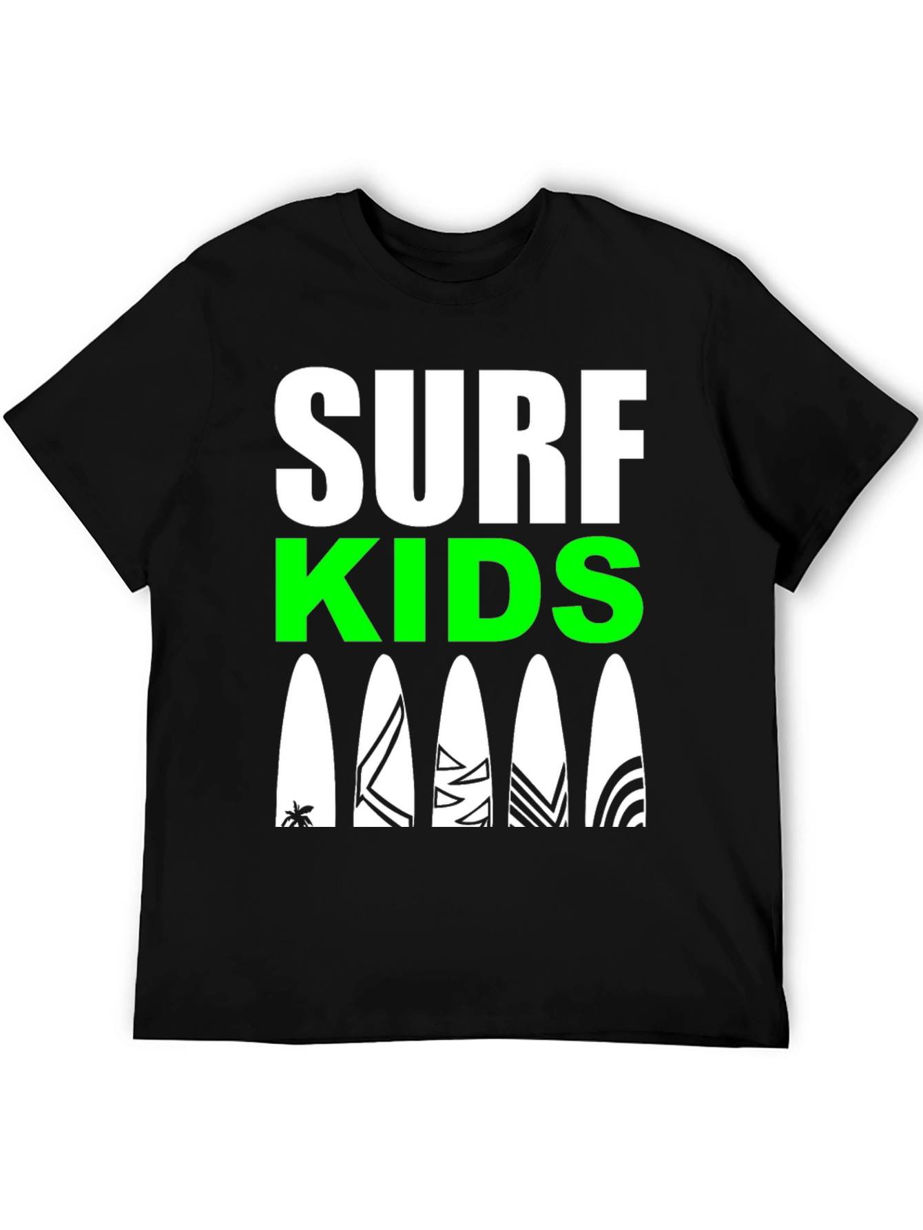 Surf Kids Graphic Tee - Black Cotton Surfboard Design