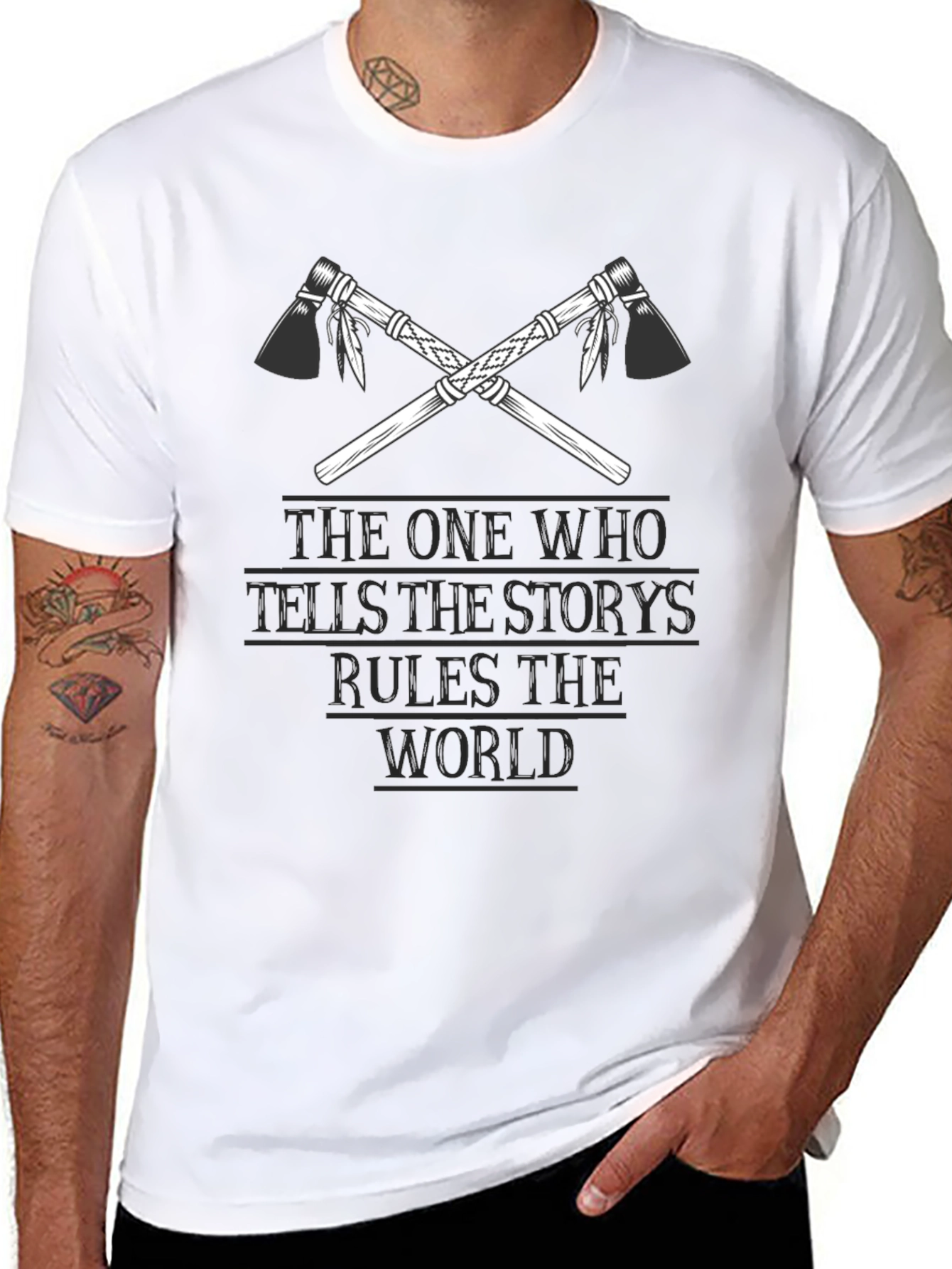 Storyteller Rules Tee - Crossed Tomahawks Design