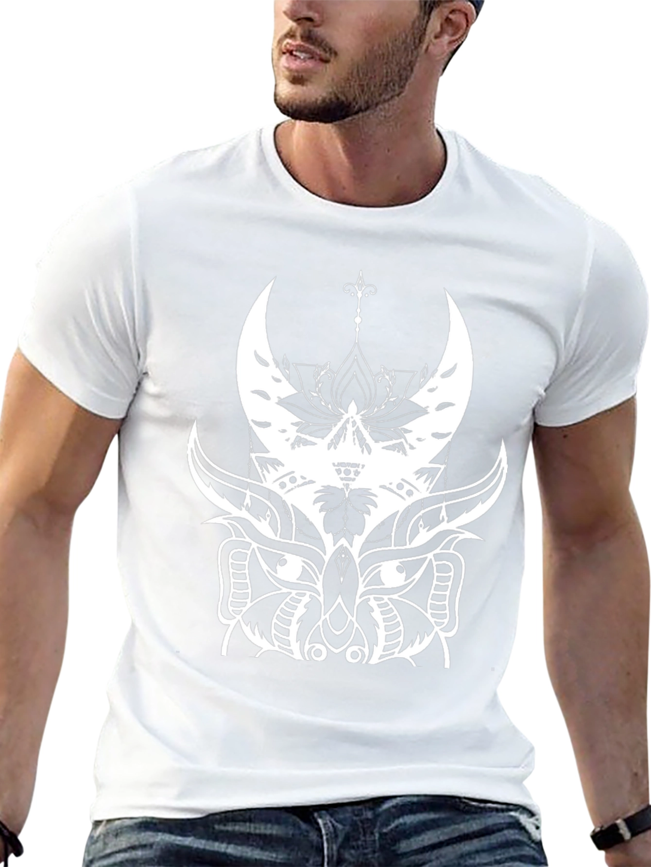 Abstract Owl Graphic Black T-Shirt
