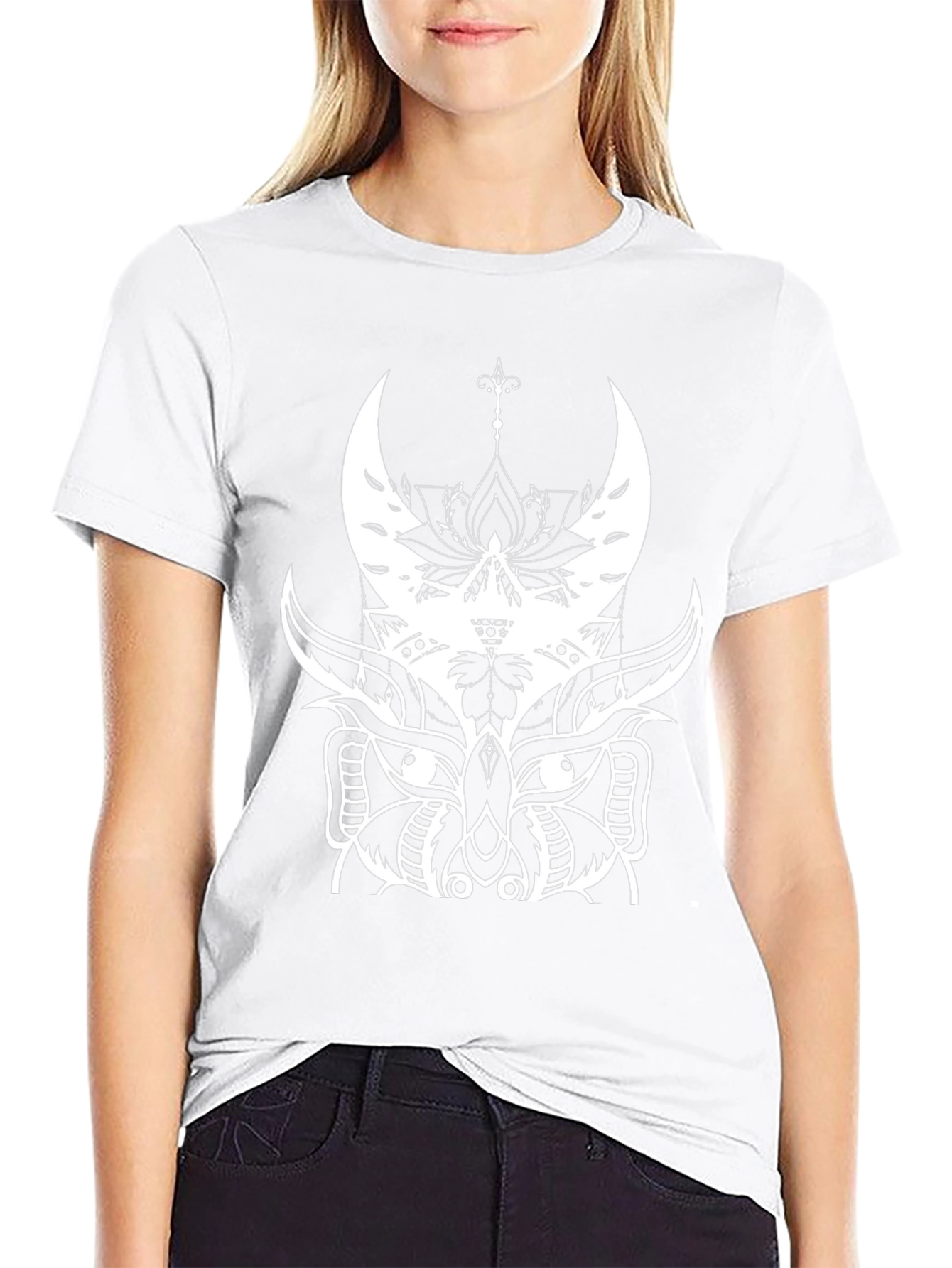 Abstract Owl Graphic Black T-Shirt