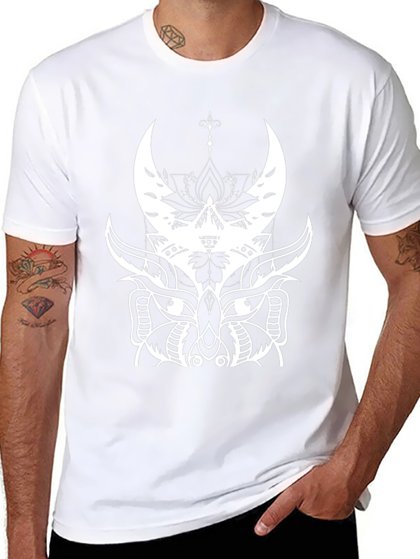Abstract Owl Graphic Black T-Shirt