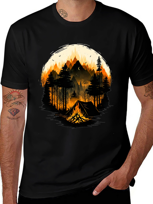Camping Adventure Graphic T-Shirt - Black